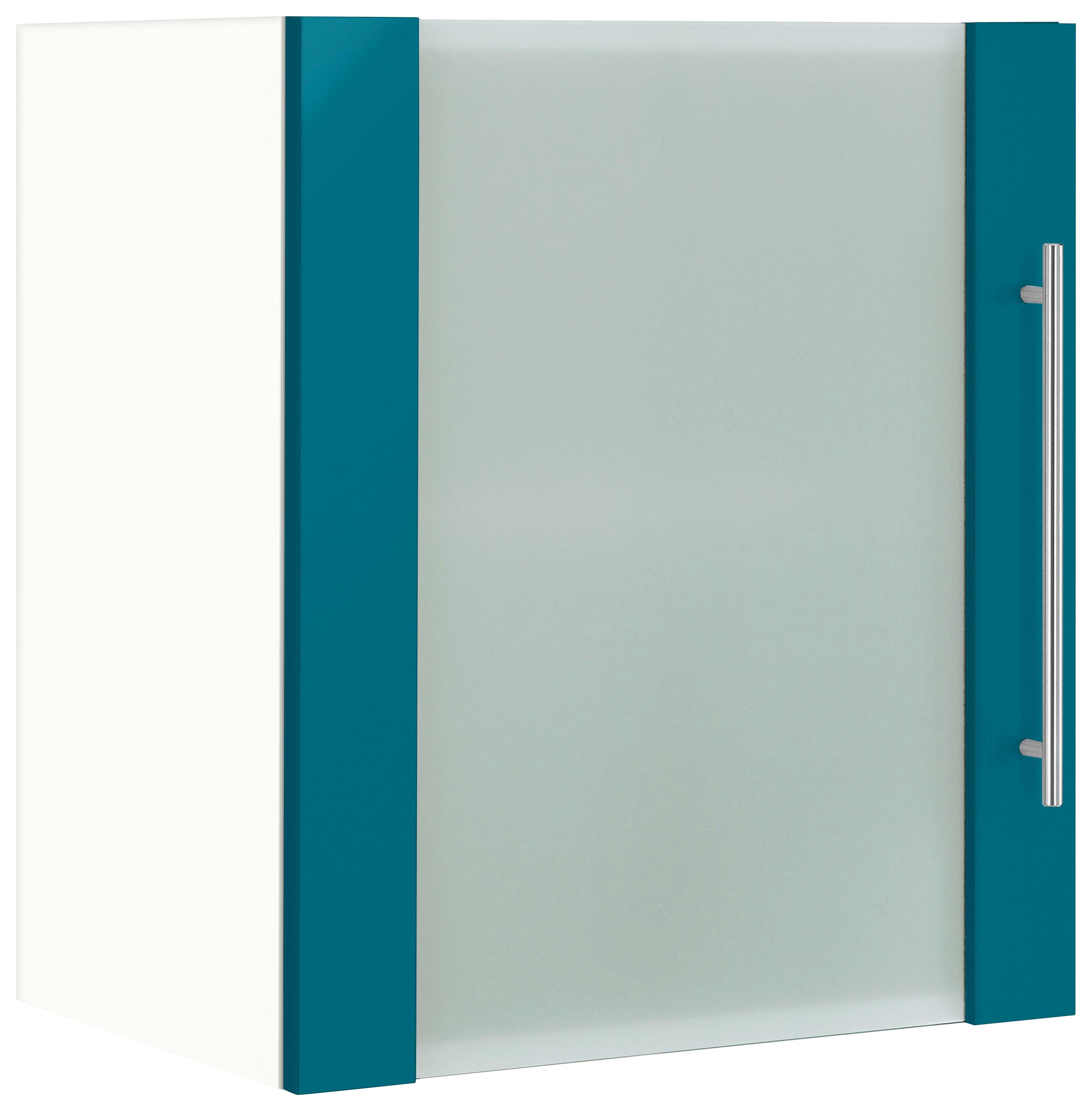 wiho Küchen Hangend kastje met glasdeur Flexi2 Breedte 50 cm hangkasten blauw