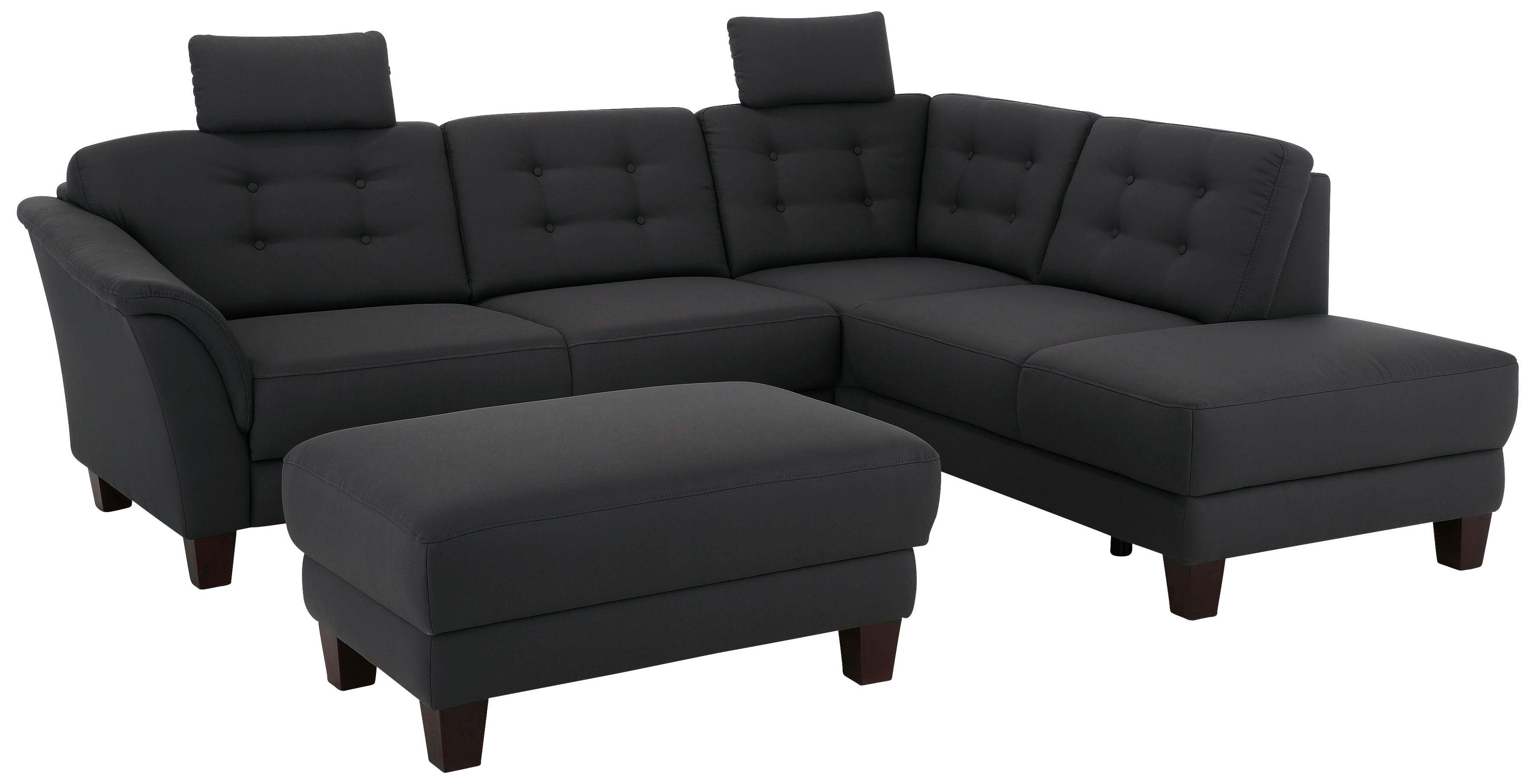 Home affaire Hoekbank Trondheim L-vorm met binnenvering en capitonnage achter, poten beuken donker