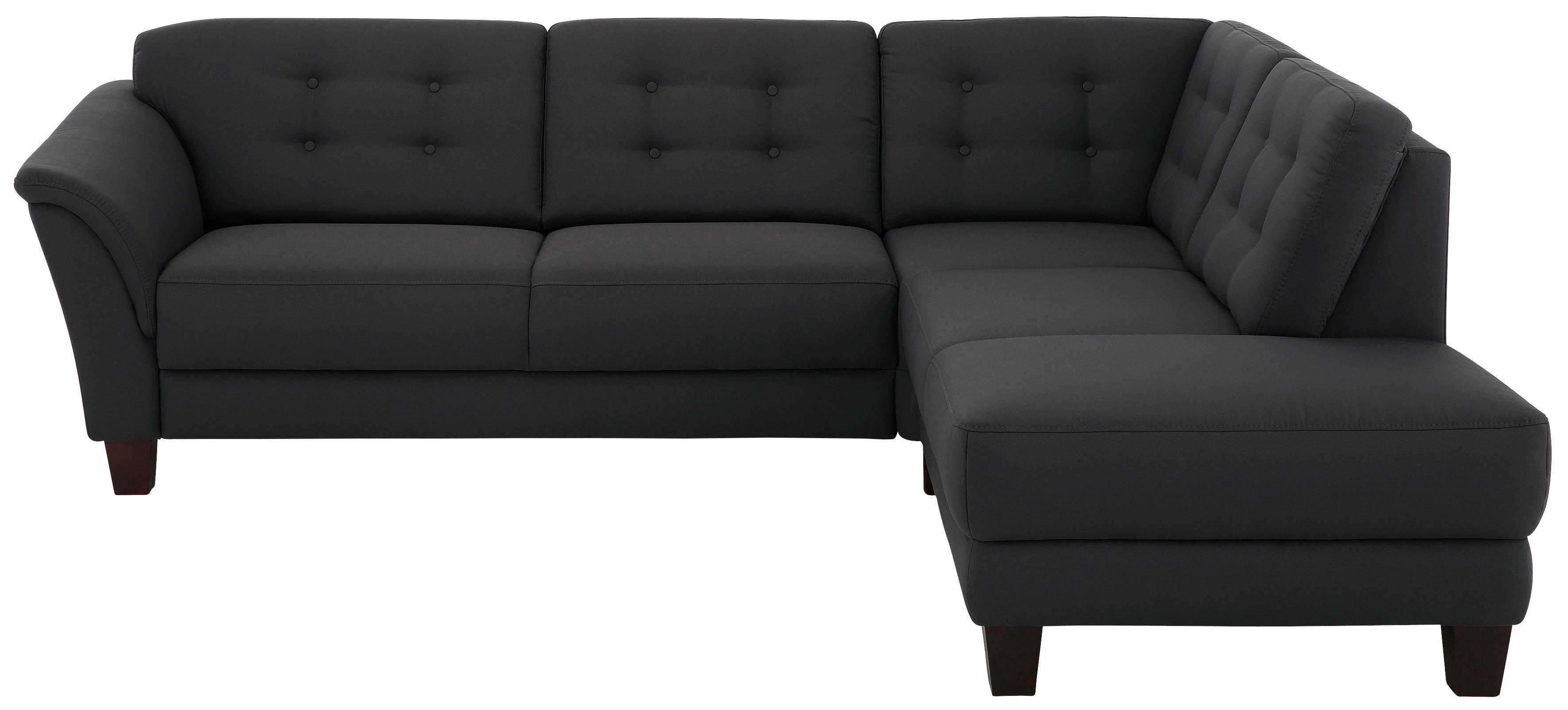 Home affaire Hoekbank Trondheim L-vorm met binnenvering en capitonnage achter, poten beuken donker