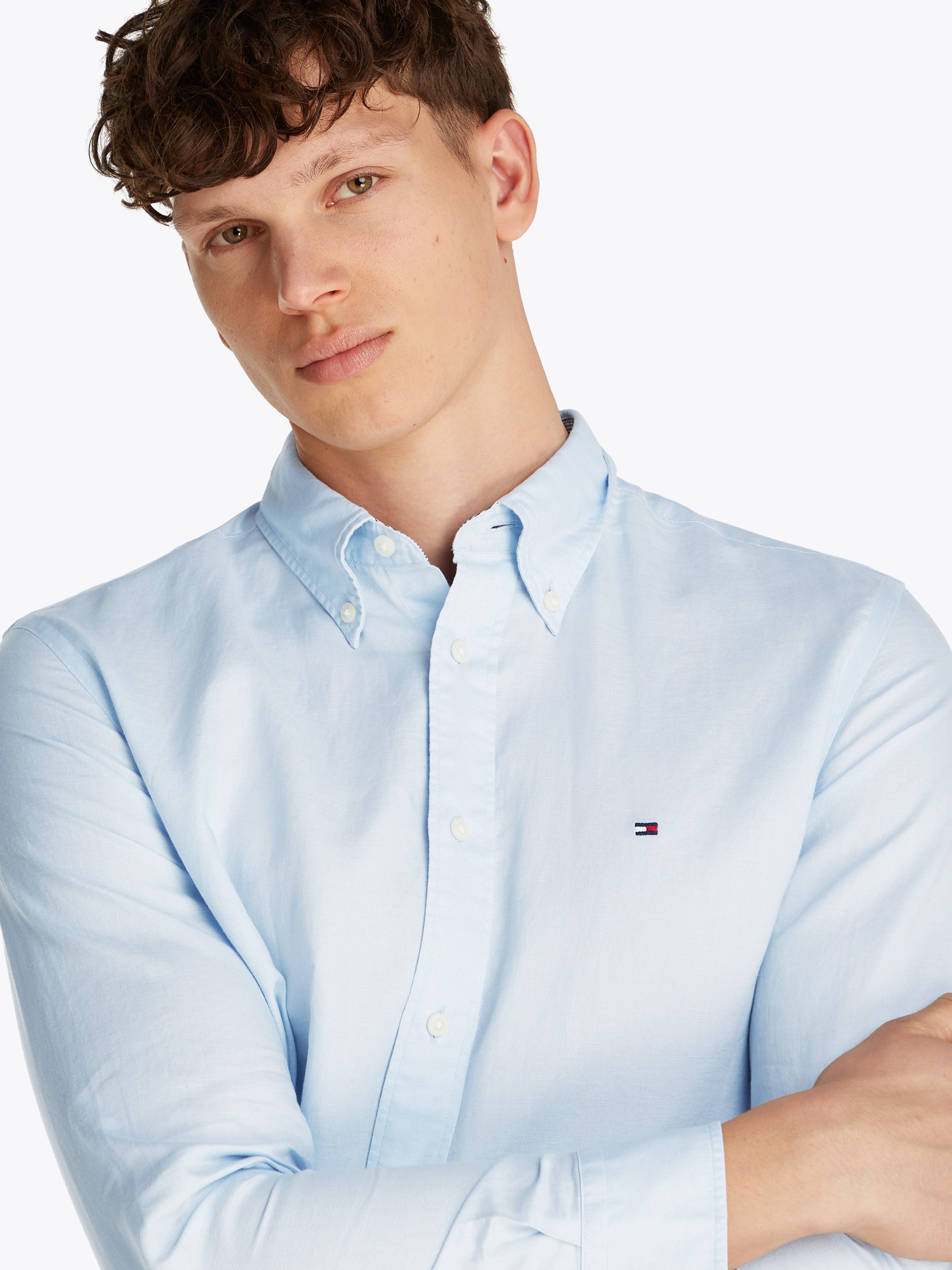 Tommy Hilfiger Overhemd met lange mouwen LINEN BLEND SOLID RF SHIRT
