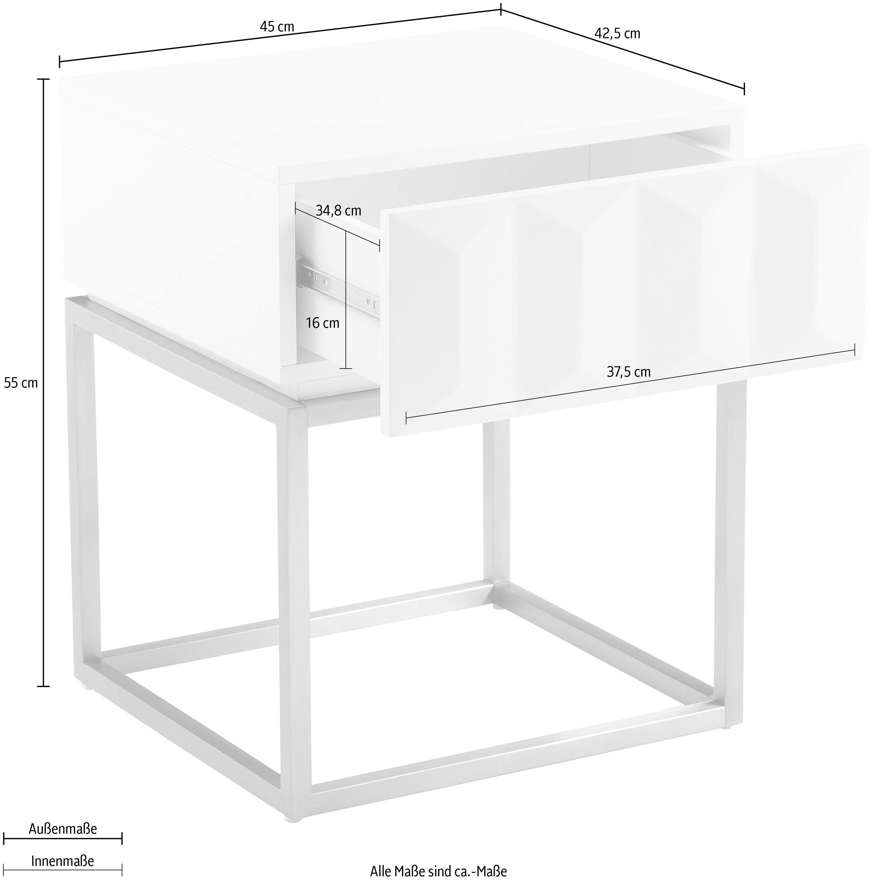 Leonique Bijzettafel Alais, TOPSELLER!, OTTOs keuze in 3d-look, goudkleurig, metalen montuur, ook als nachtkastje te gebruiken