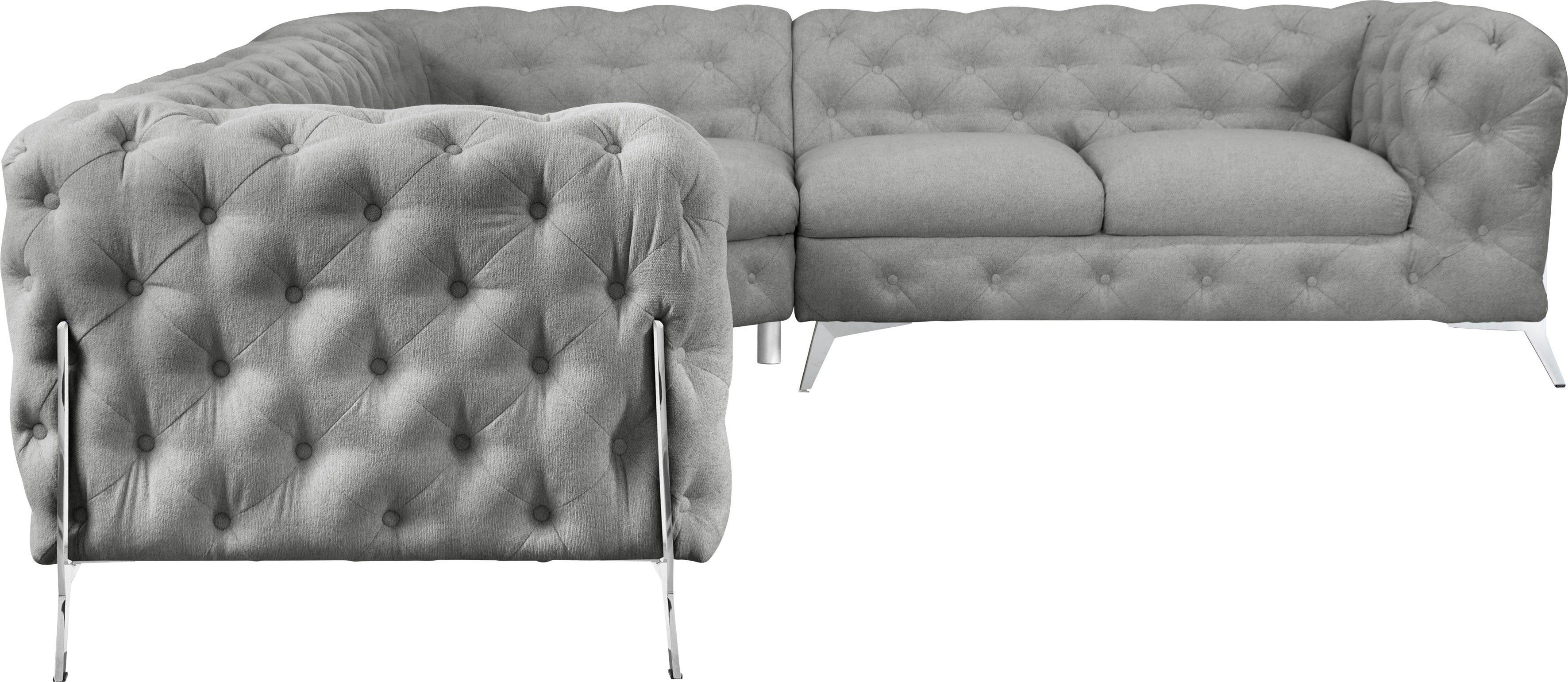 Leonique Chesterfield-bank Amaury L-vorm grote hoekbank, chesterfield-look, breedte 323 cm, kleur van de poten ter keuze