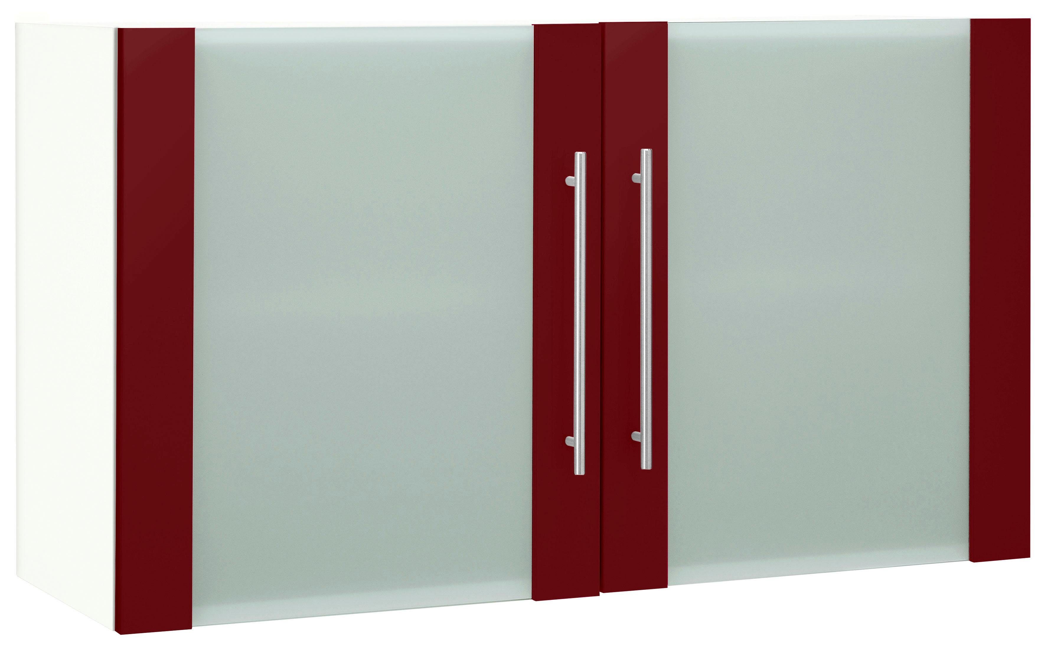 wiho Küchen Hangend kastje met glasdeur Flexi2 Breedte 100 cm hangkasten rood