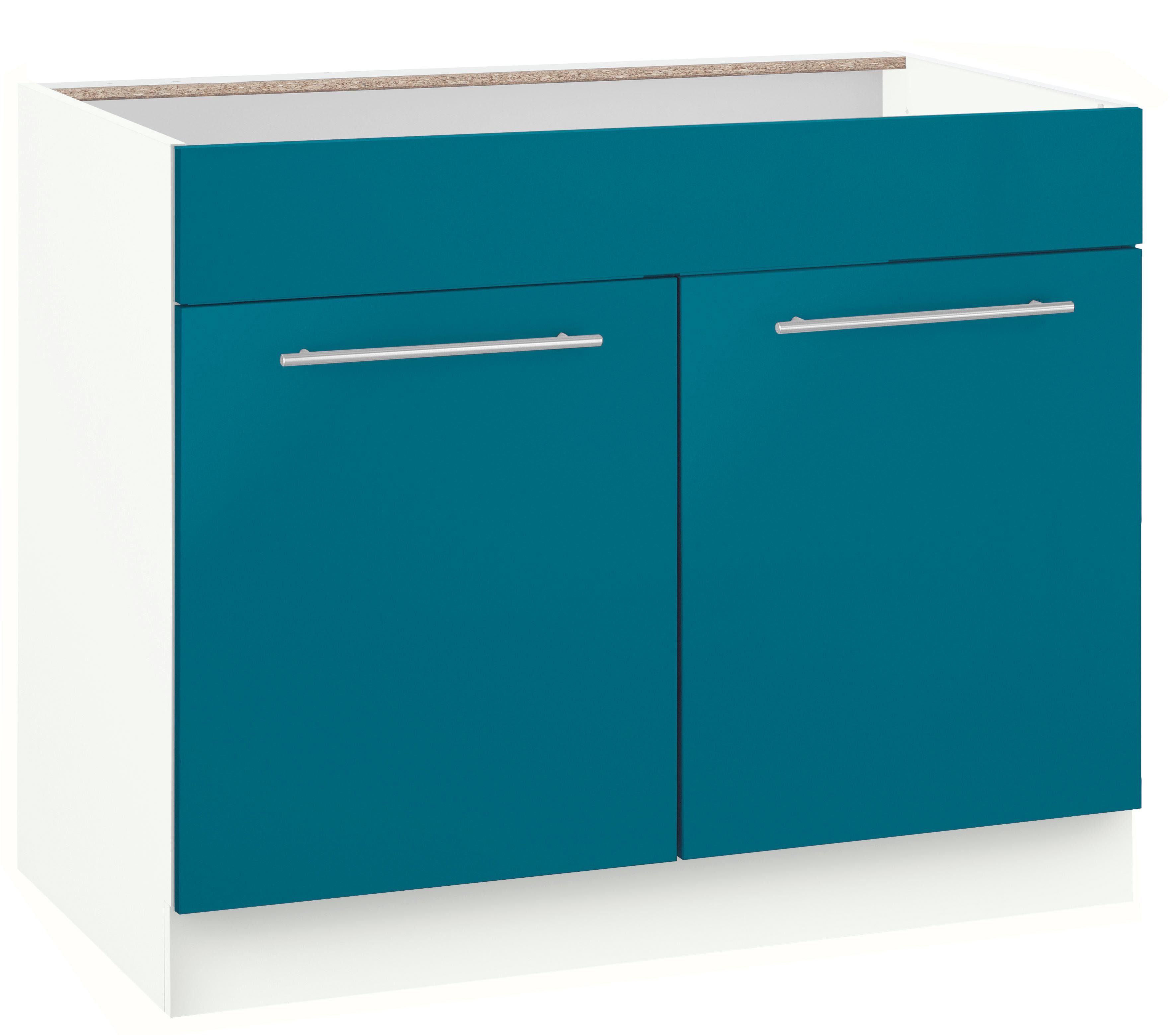 wiho Küchen Gootsteenkast Flexi2 Breedte 100 cm gootsteenkasten blauw