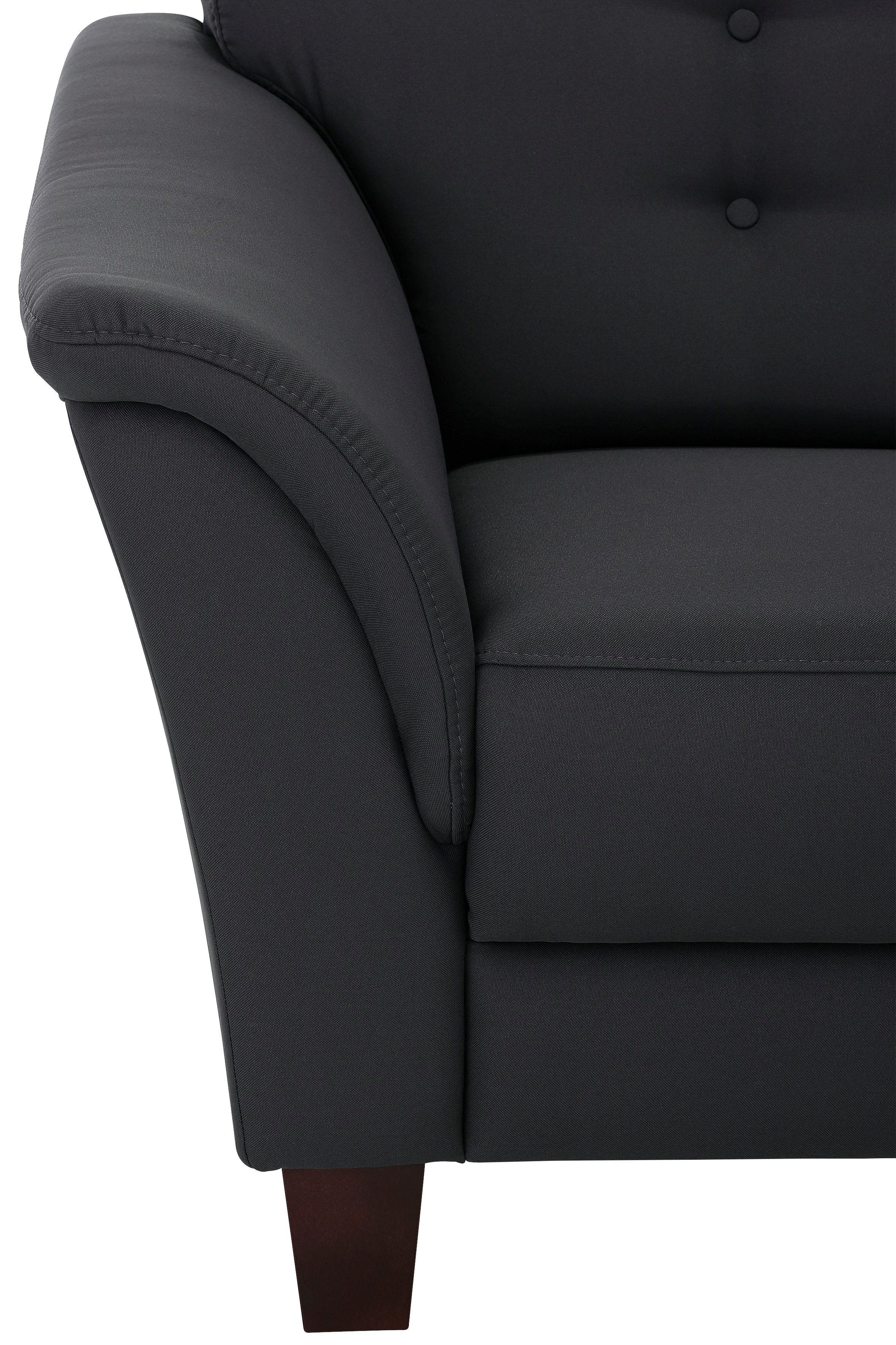 Home affaire Hoekbank Trondheim L-vorm met binnenvering en capitonnage achter, poten beuken donker