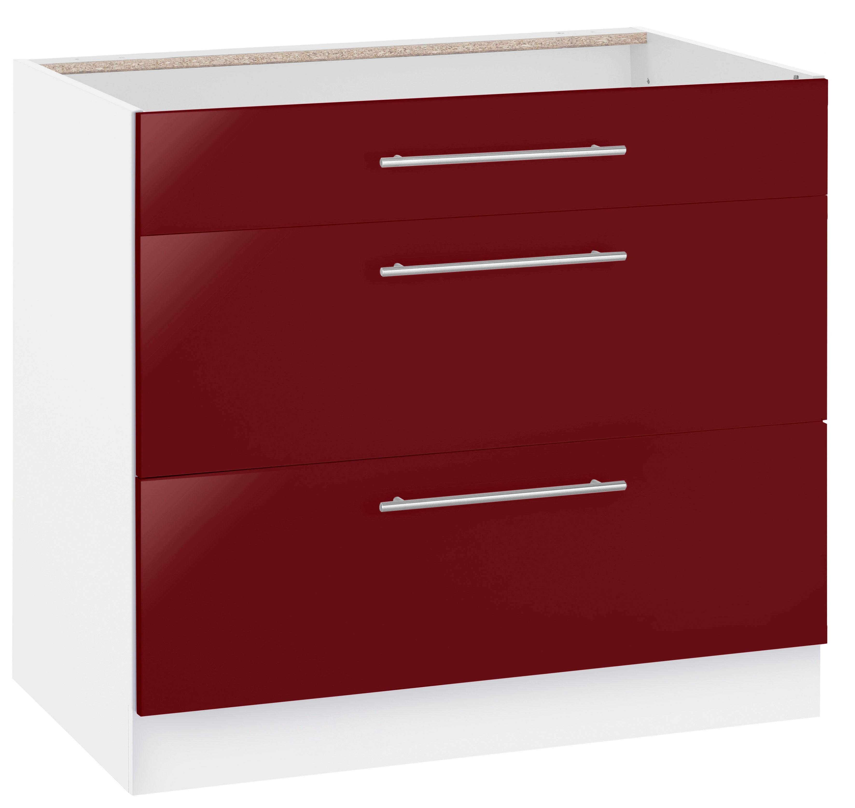 wiho Küchen Onderkast Flexi2 Breedte 90-130 cm onderkasten rood