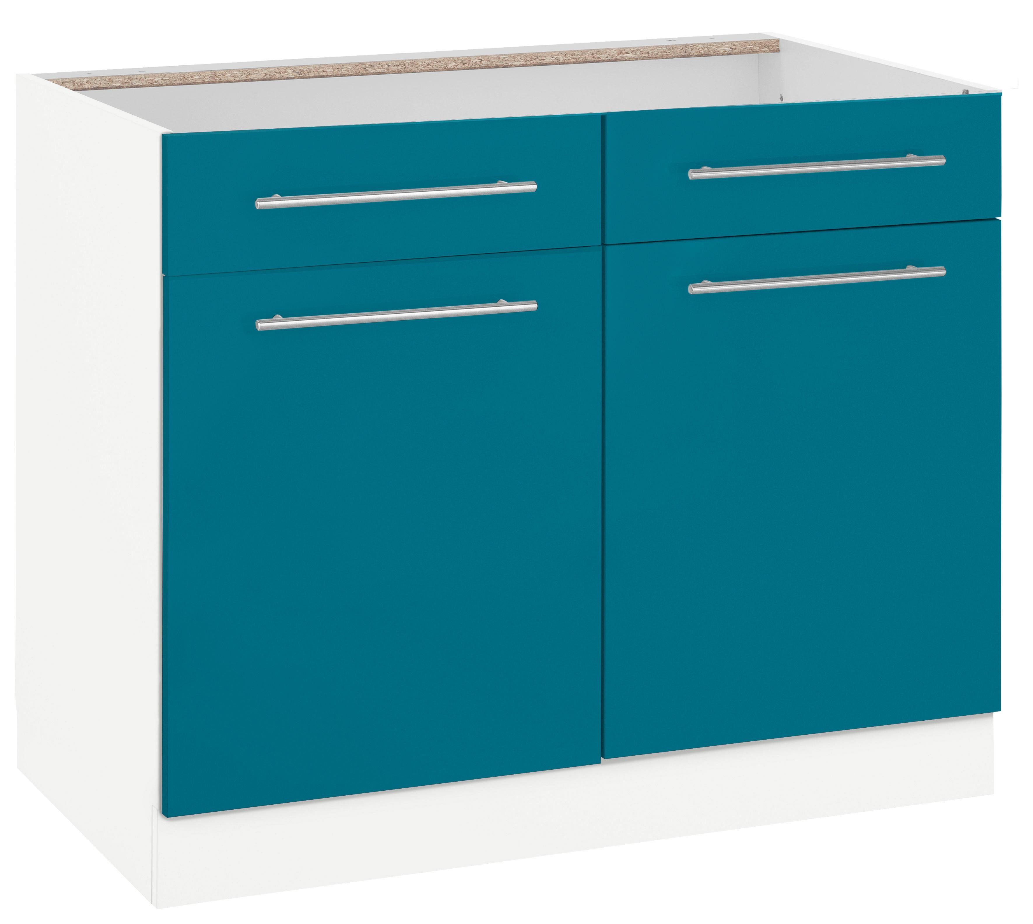 wiho Küchen Onderkast Flexi2 Breedte 100 cm onderkasten blauw