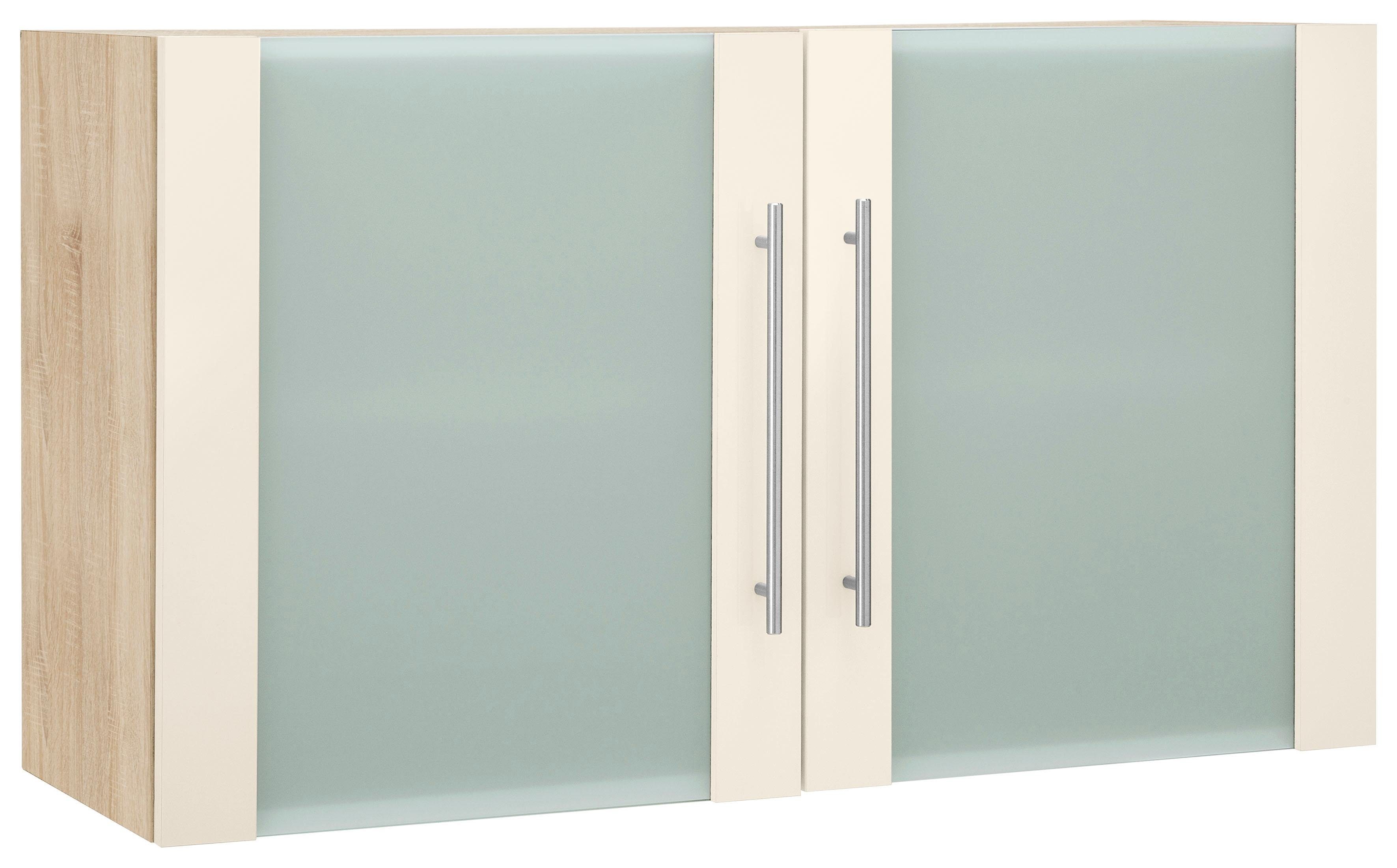 wiho Küchen Hangend kastje met glasdeur Flexi2 Breedte 100 cm hangkasten beige