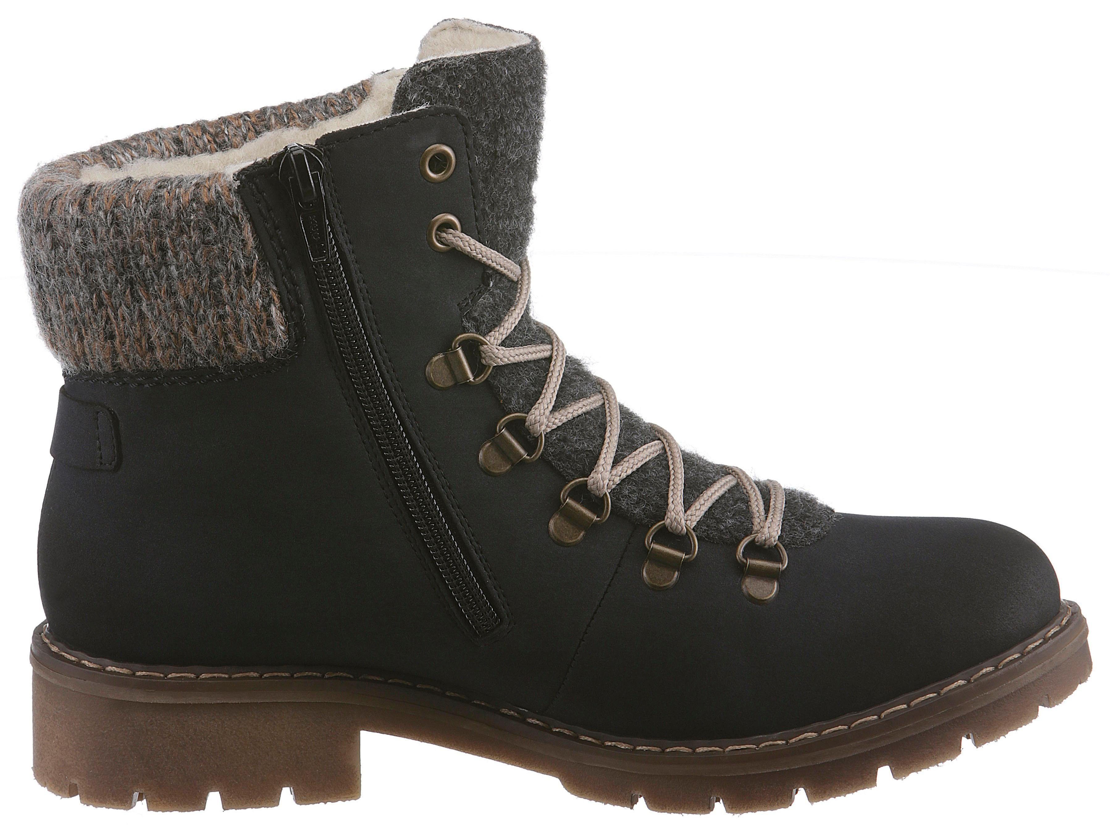Rieker Winterlaarsjes winterlaarzen, veterschoenen met gebreide rand en rieker-tex