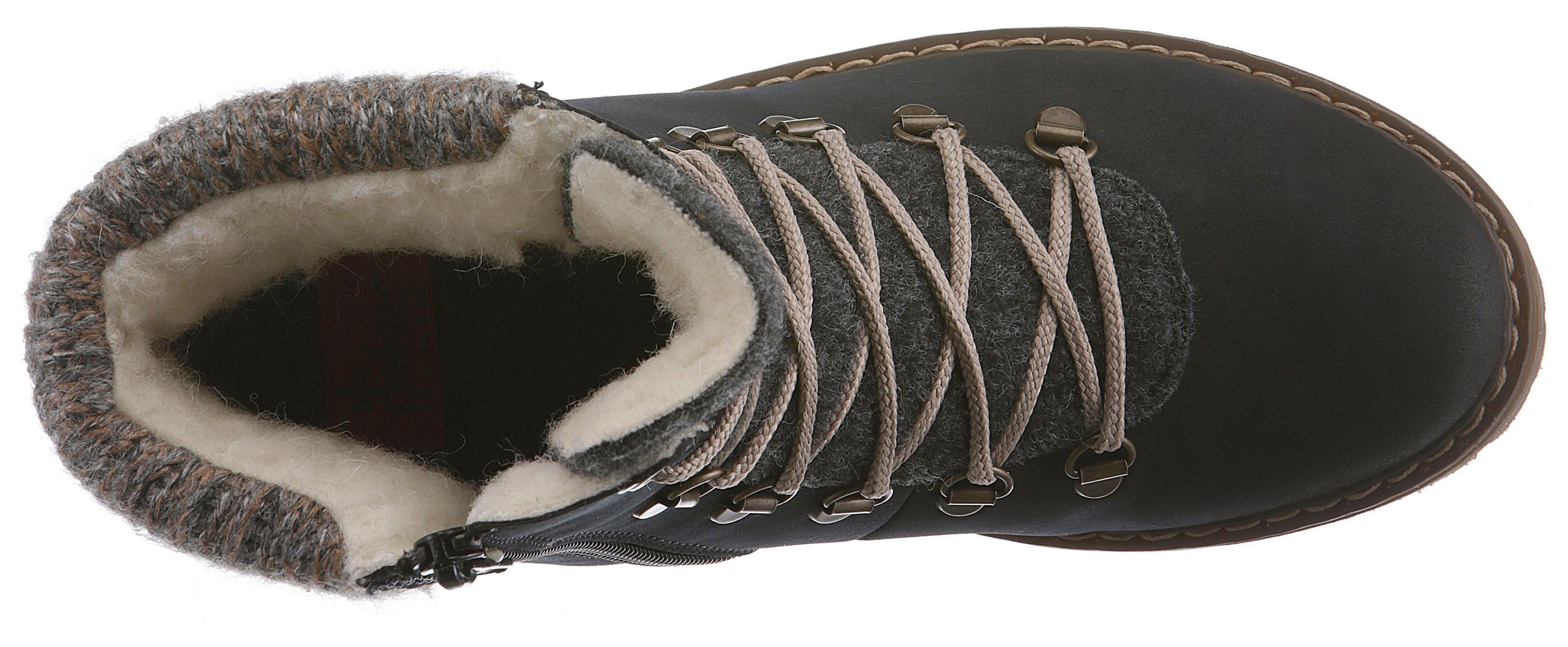 Rieker Winterlaarsjes winterlaarzen, veterschoenen met gebreide rand en rieker-tex