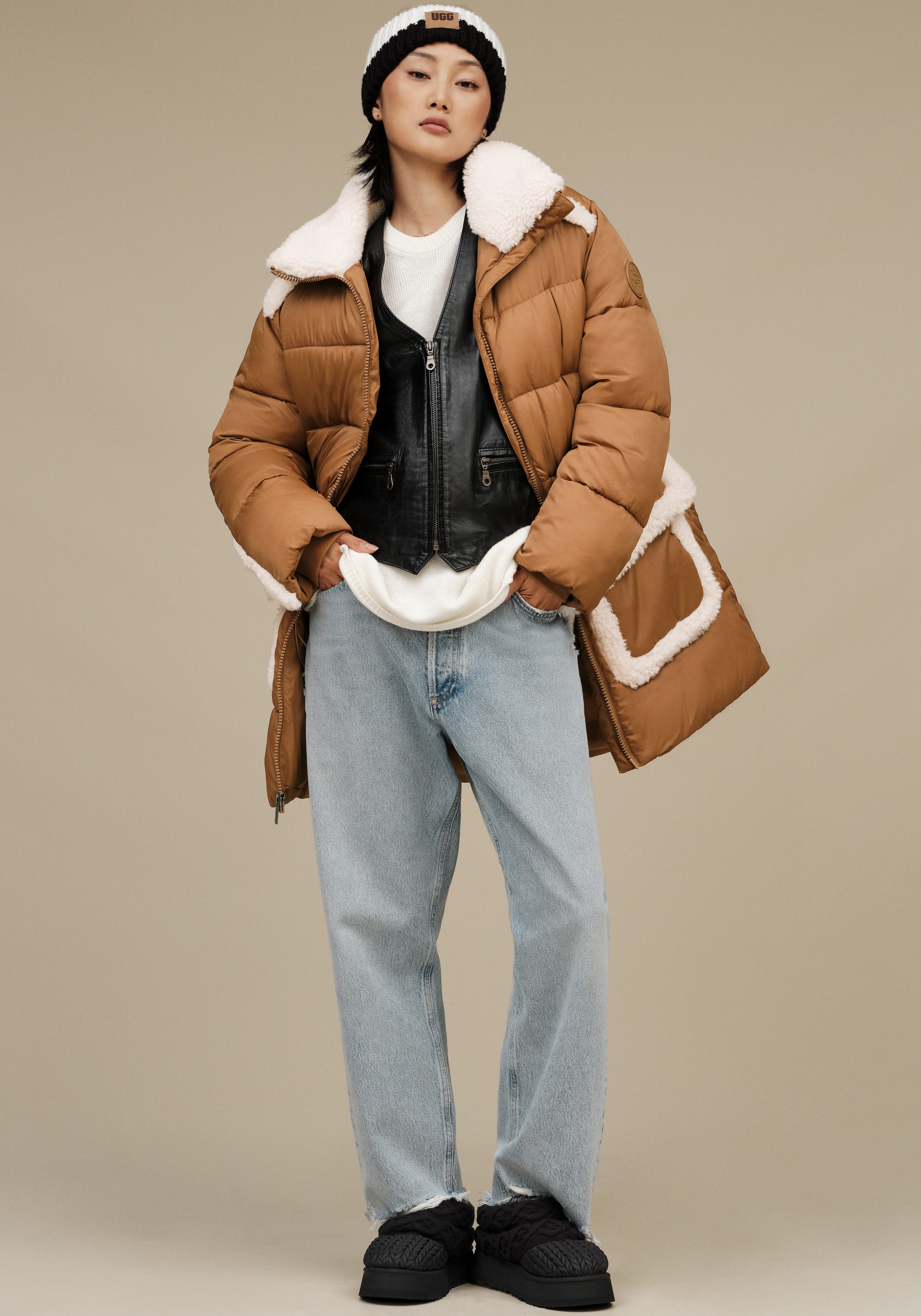 UGG Gewatteerde jas W AMAL PLUSHSEAM PUFFER COAT