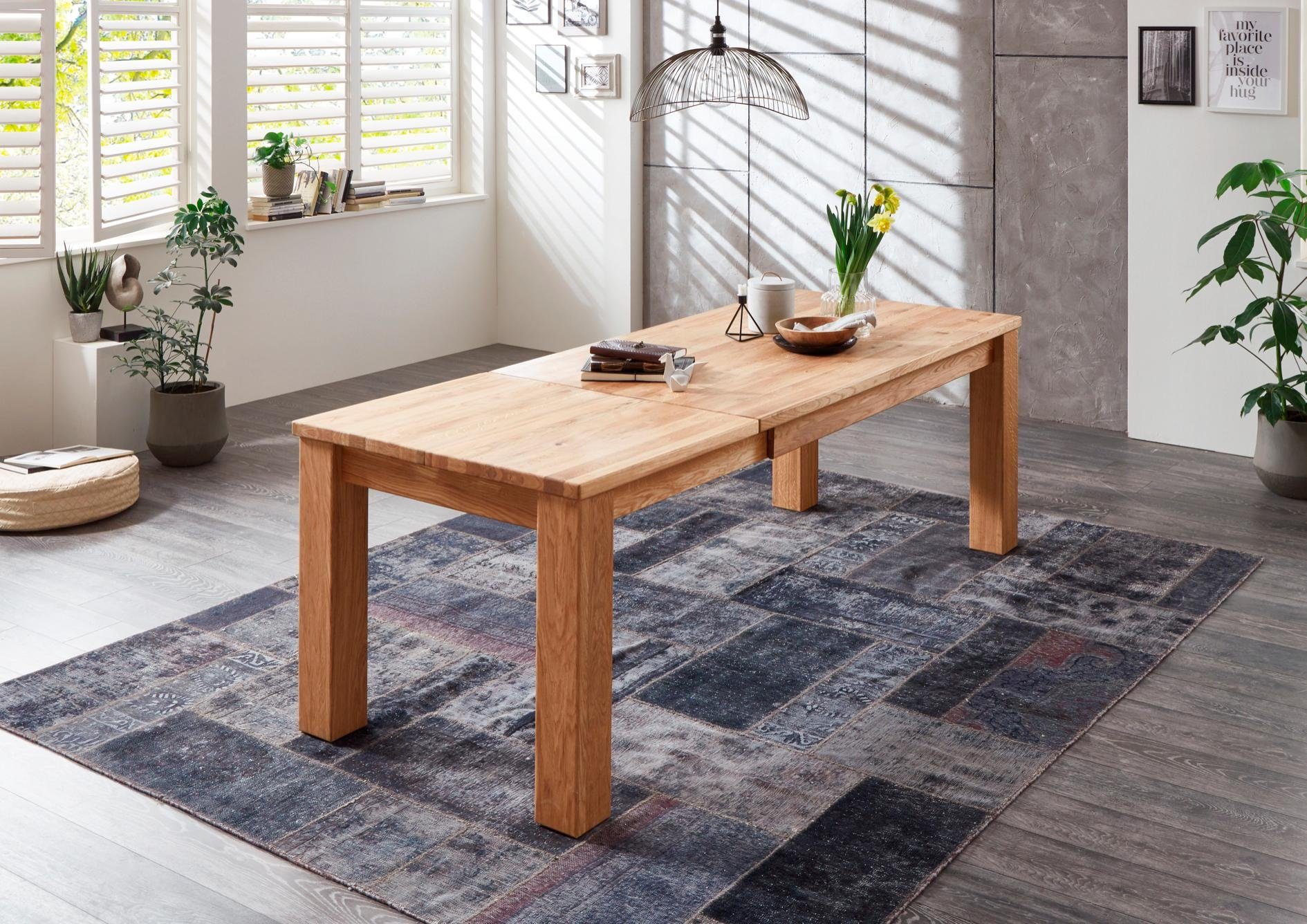 Relita Eettafel Rolf met uittrekfunctie in massief wildeiken geolied