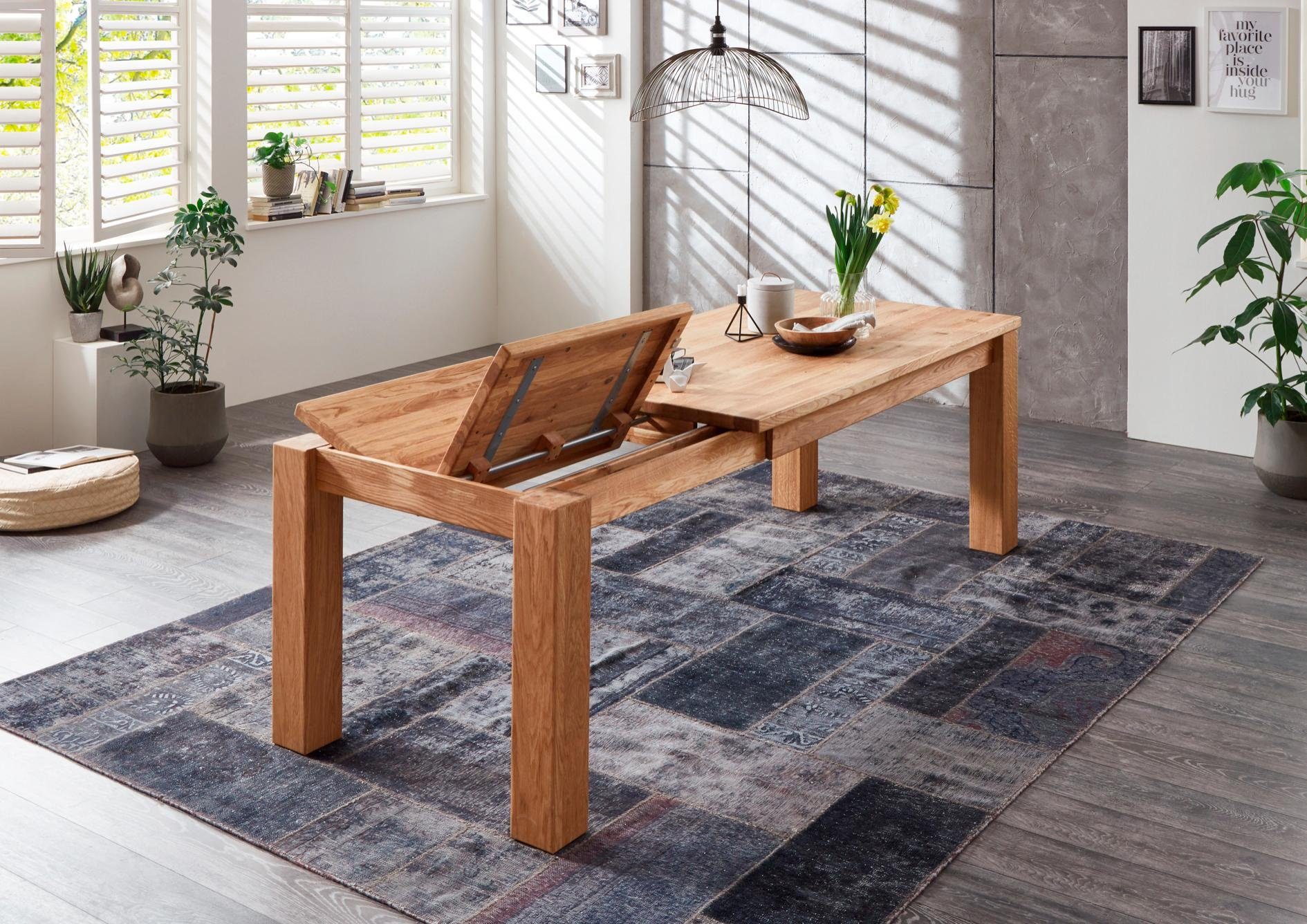 Relita Eettafel Rolf met uittrekfunctie in massief wildeiken geolied