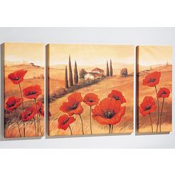 home affaire artprint toscane 3delig, 1x 70-70 cm, 2x 30-70 cm rood