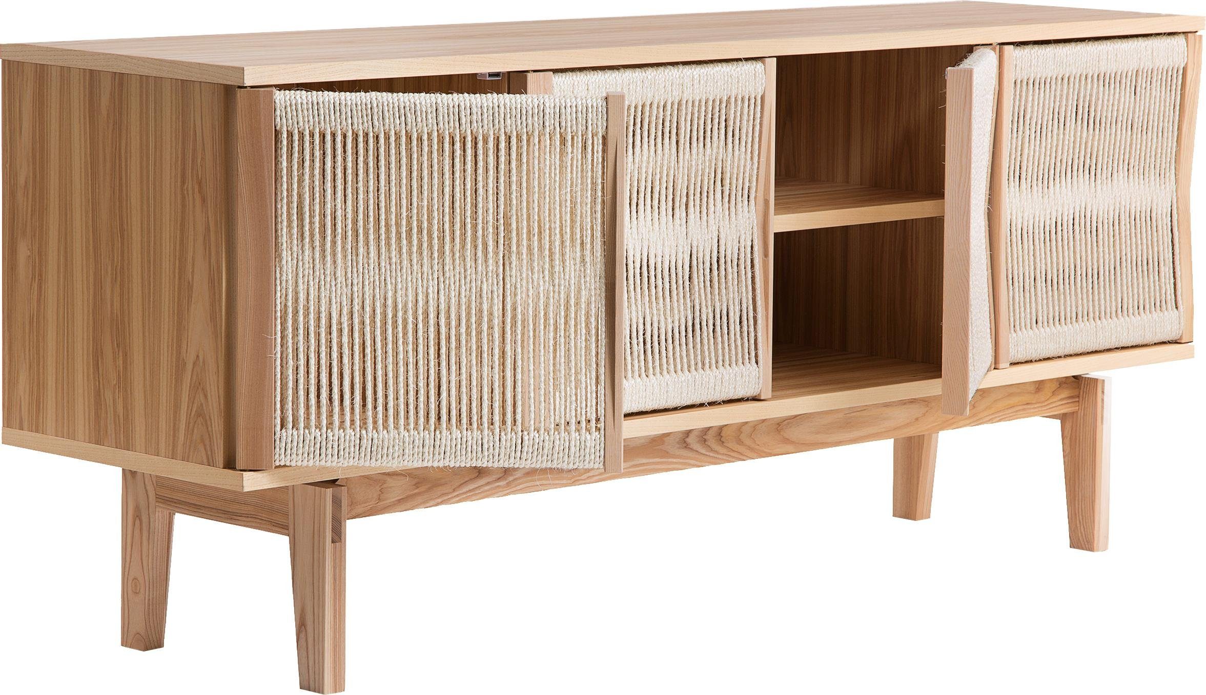Woodman Dressoir Lidia Commode, deurfronten van natuurlijk henneptouw, breedte 180 cm