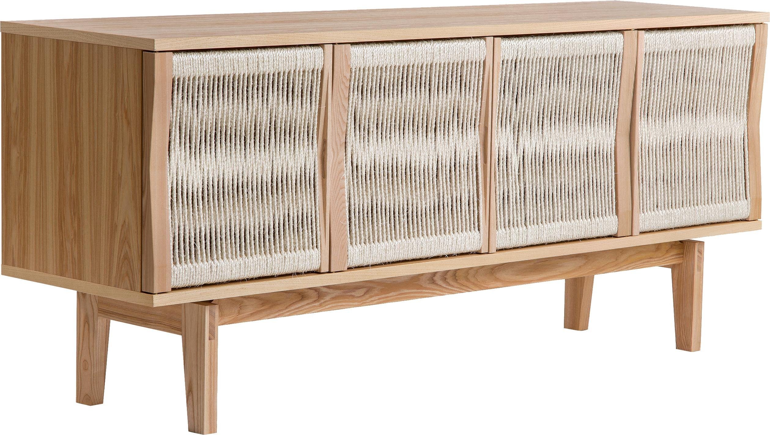 Woodman Dressoir Lidia Commode, deurfronten van natuurlijk henneptouw, breedte 180 cm