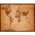 reinders! decoratief paneel wereldkaart - antiek bruin
