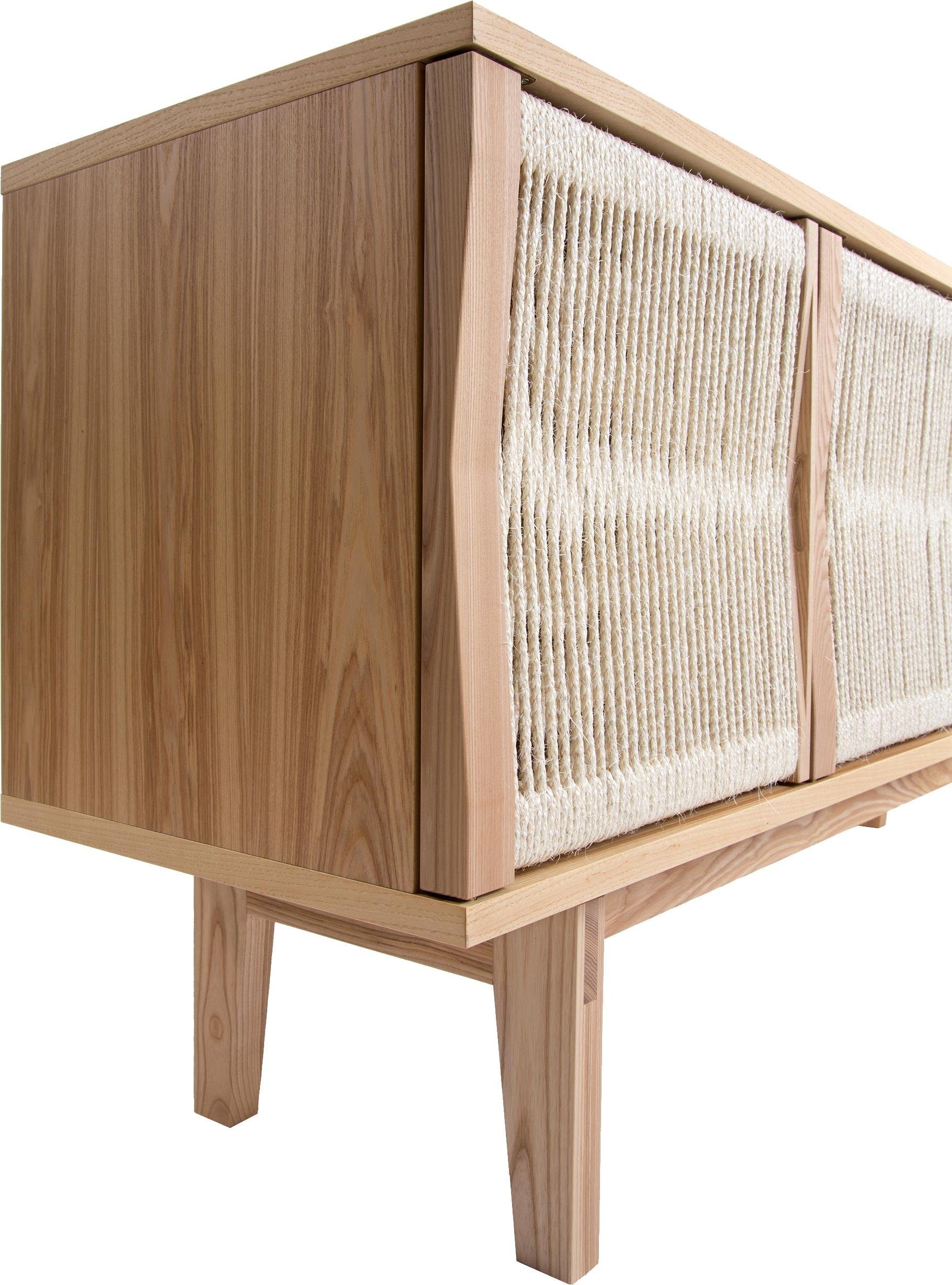 Woodman Dressoir Lidia Commode, deurfronten van natuurlijk henneptouw, breedte 180 cm