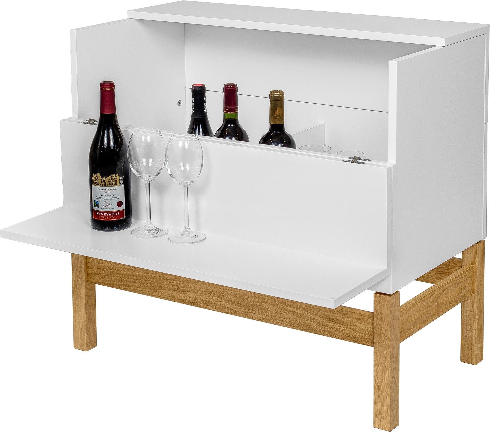 Woodman Barmeubel Delian Breedte 75 cm, onderstel van massief eiken, in Scandinavisch design