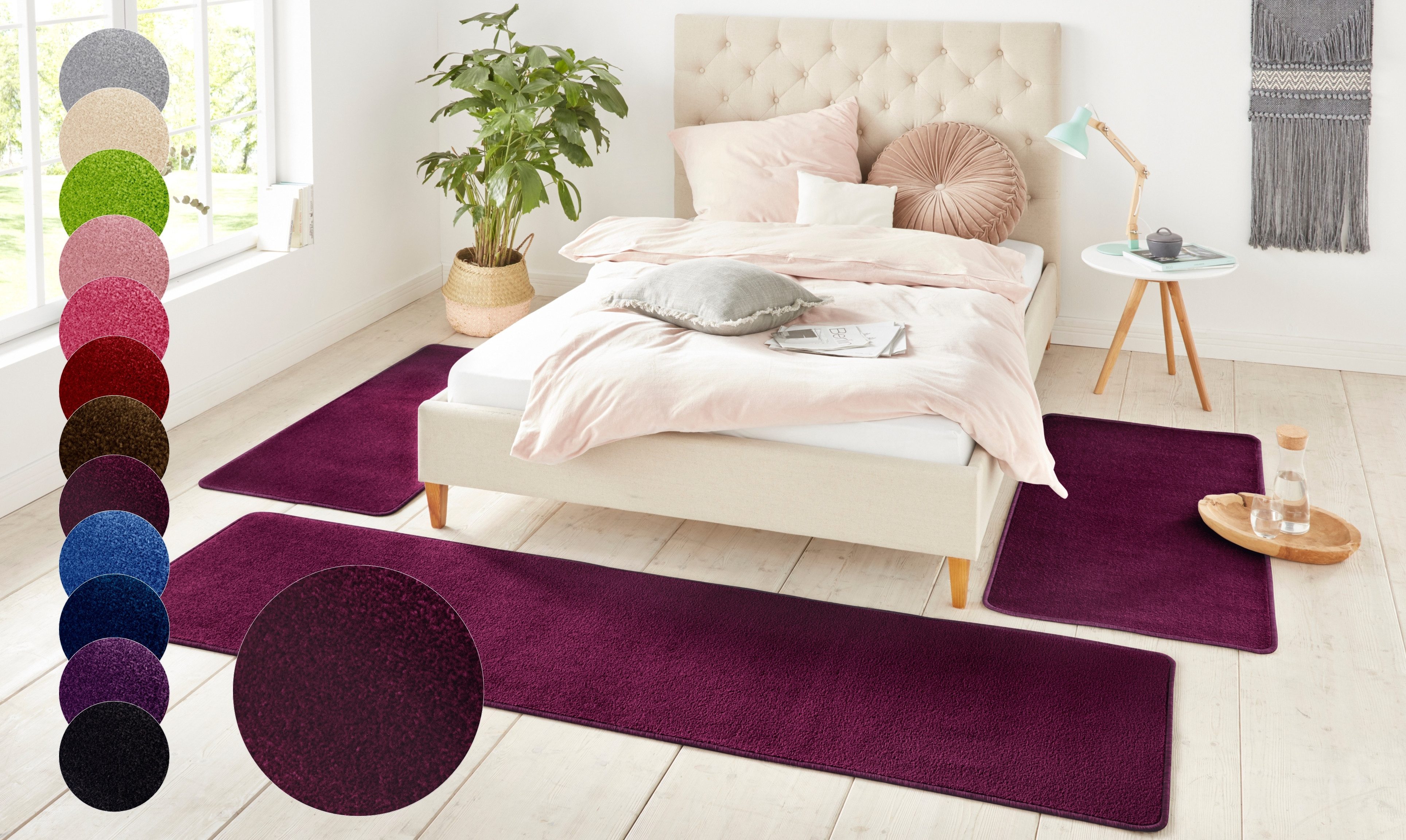 HANSE Home Set slaapkamerkleedjes Shashi Korte pool, unikleur, vloerkleed, bedloper, slaapkamerkleed, loper bedvloerkleden maat XXL (58/60) beige