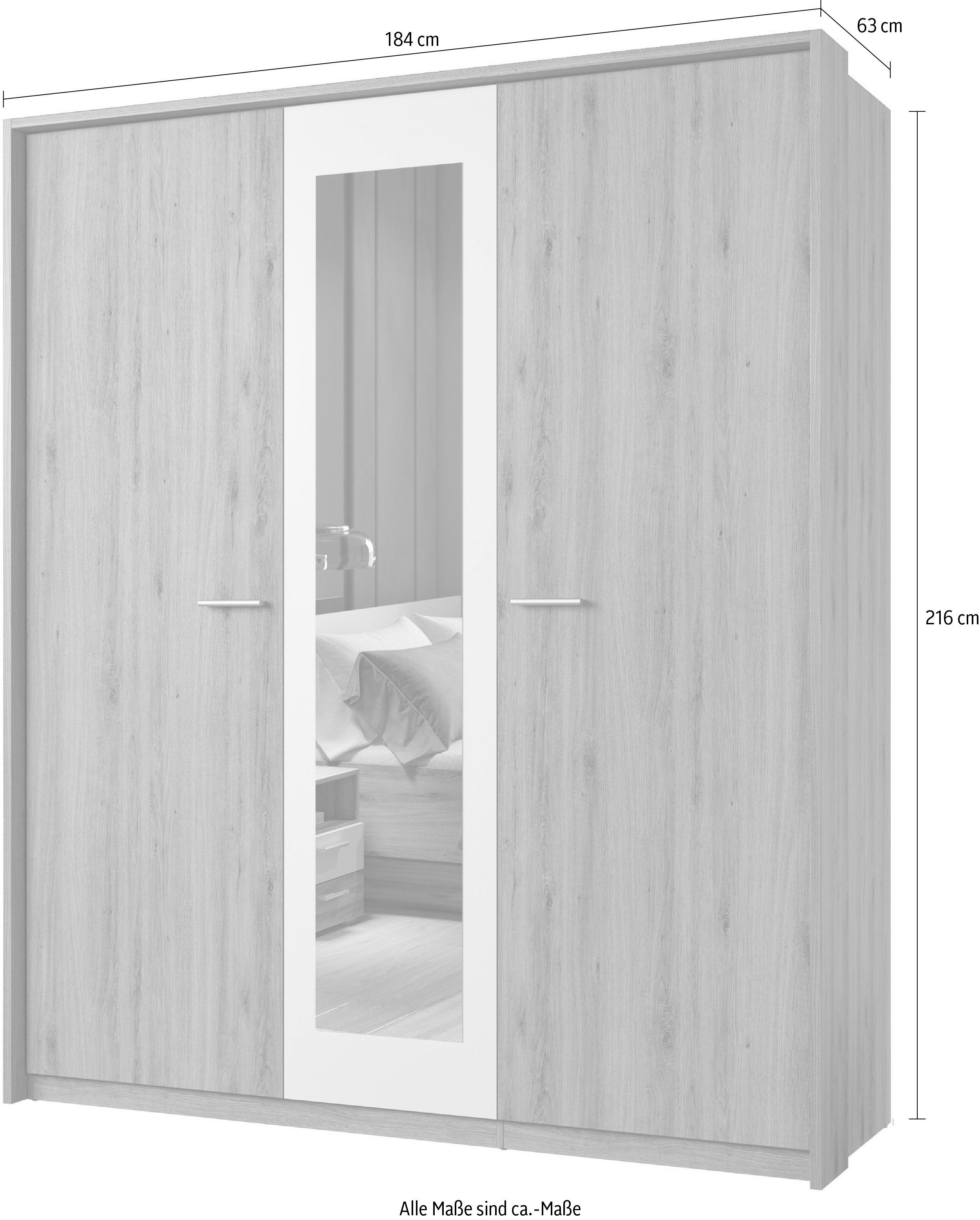 Home affaire Draaideurkast Bitry, linnenkast incl. complete binneninrichting Kledingkast, verstelbare planken 22 mm dik, mooie houtlook