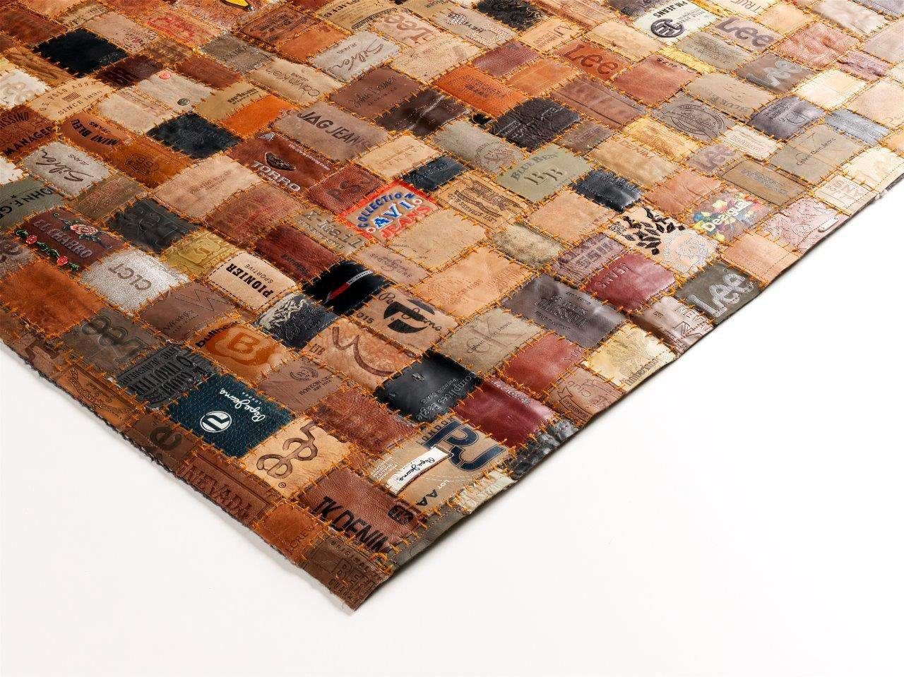 OCI DIE TEPPICHMARKE Leren vloerkleed Labelstar echt leer in patchworkdesign, woonkamer