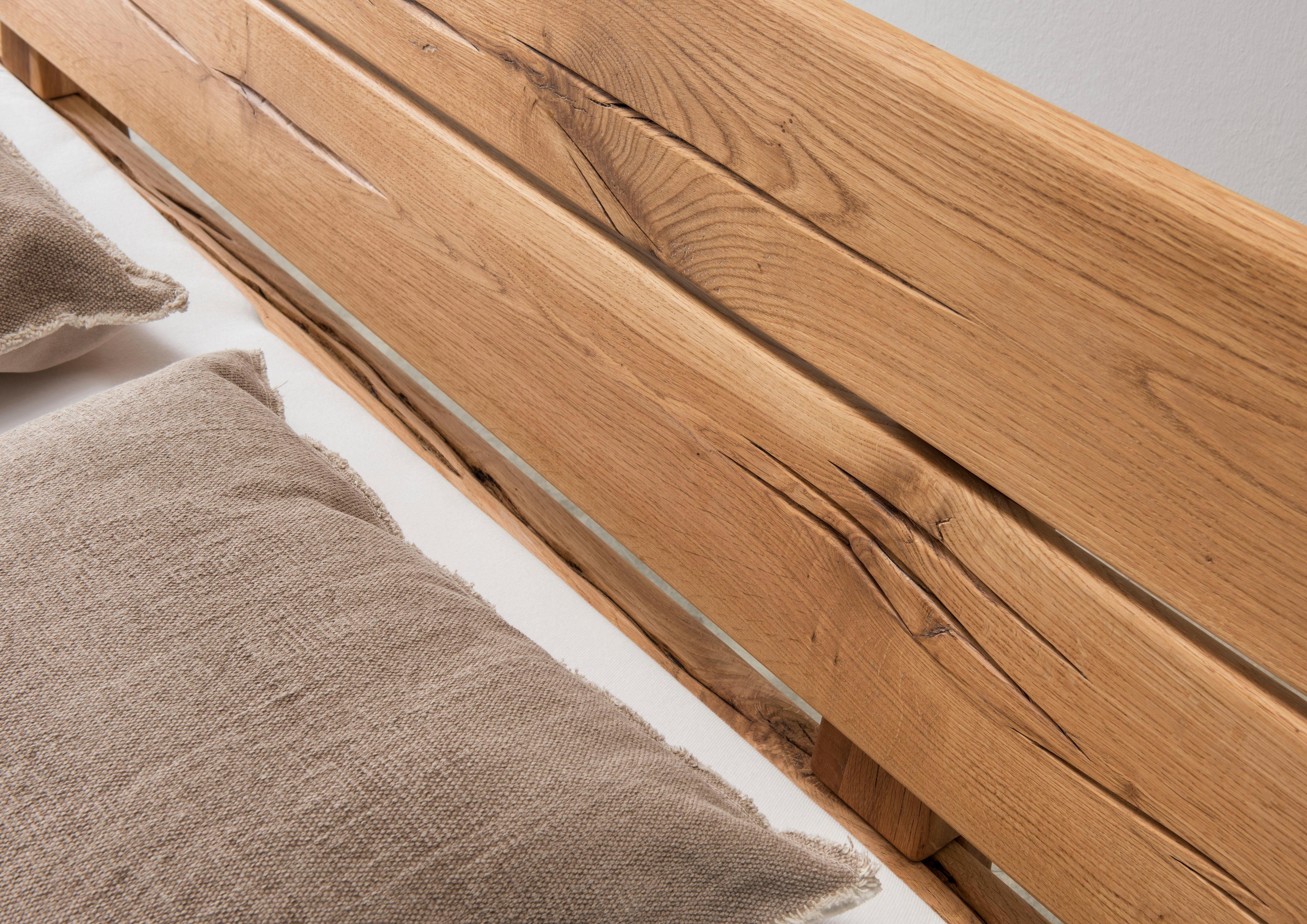 Home affaire Massief houten ledikant Ultima balkenbed tweepersoonsbed, voeten met kuipvorm FSC®-gecertificeerde wilde eik of spar, veel breedtes om uit te kiezen