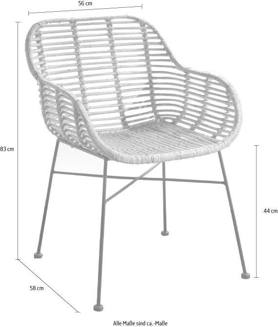 SIT Rotanstoel Rotan vintage met armleuningen, shabby chic, vintage (set, 2 stuks)