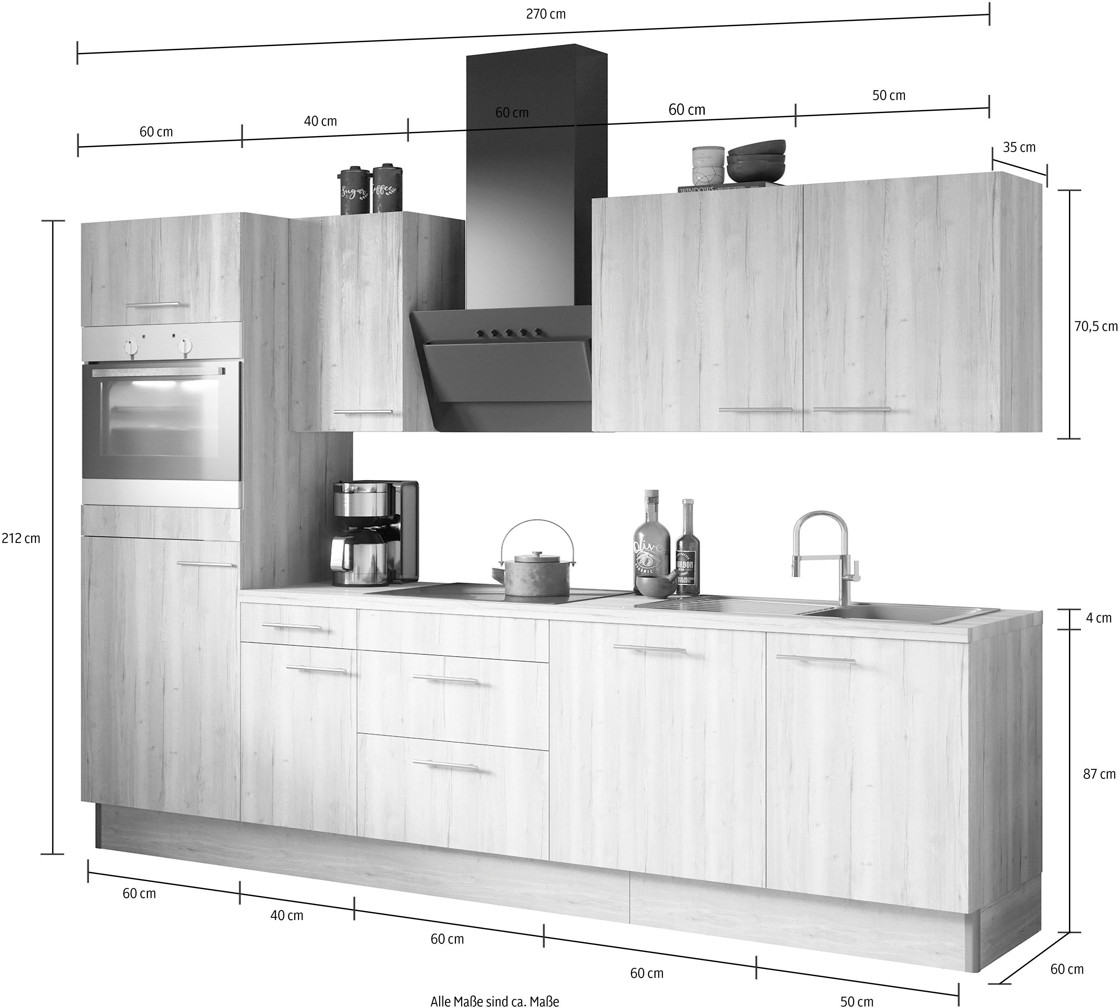 OPTIFIT Keuken Klara Breedte 270 cm, optioneel met elektrische apparaten