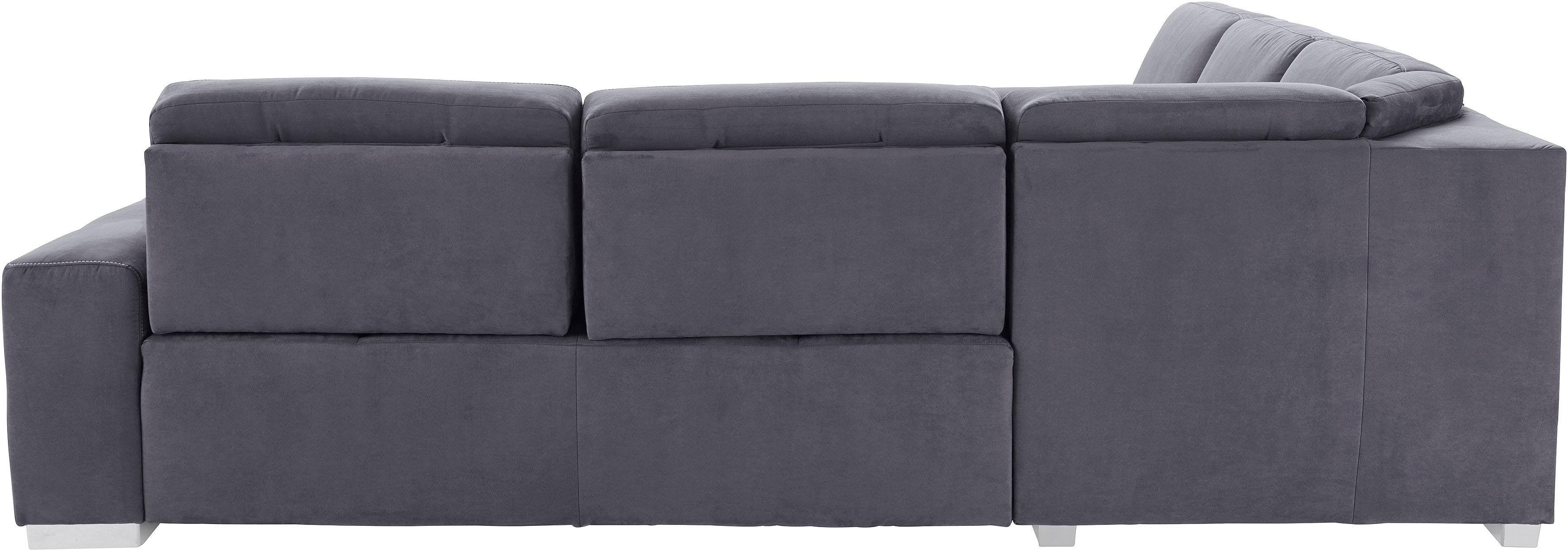 sit&more Hoekbank Santorini L-vorm met binnenvering en zitdiepteverstelling, naar keuze met slaapfunctie