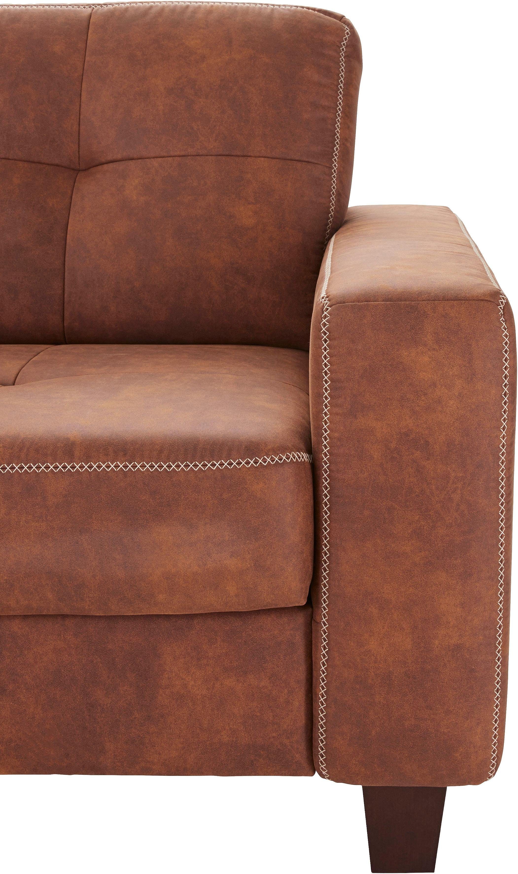 Places of Style Hoekbank Varese L-vorm Kruisnaad in beige