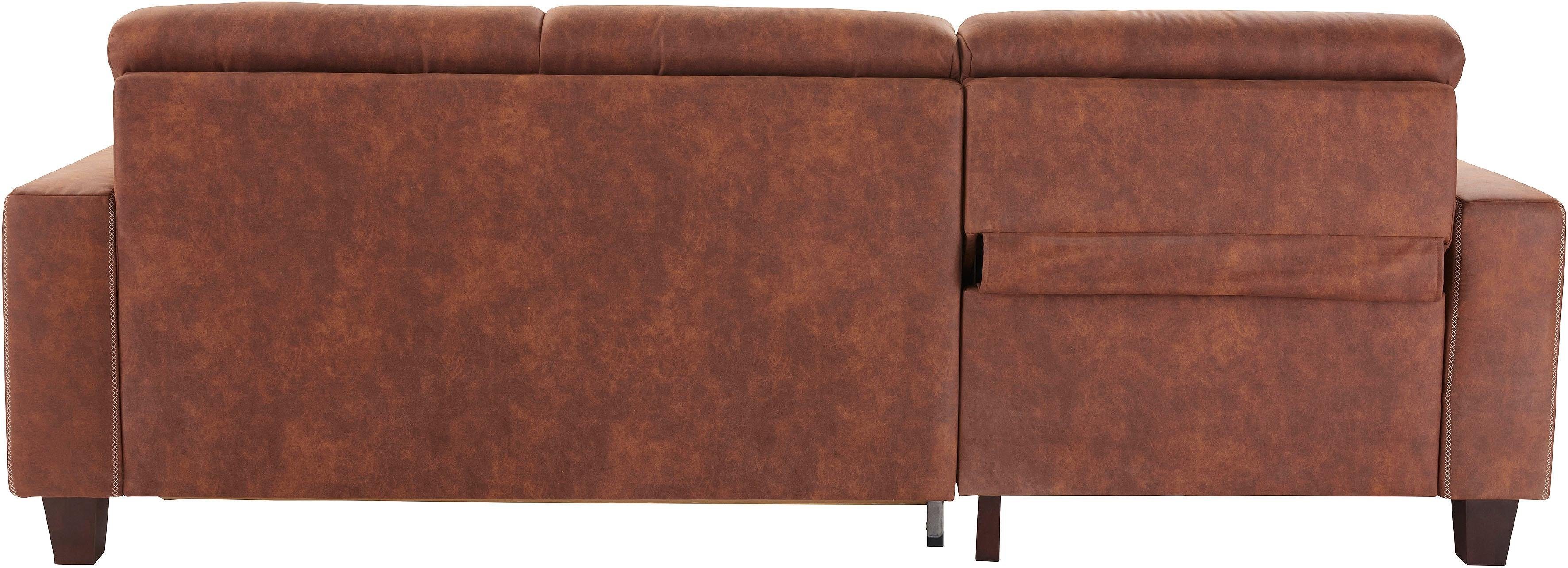 Places of Style Hoekbank Varese L-vorm Kruisnaad in beige