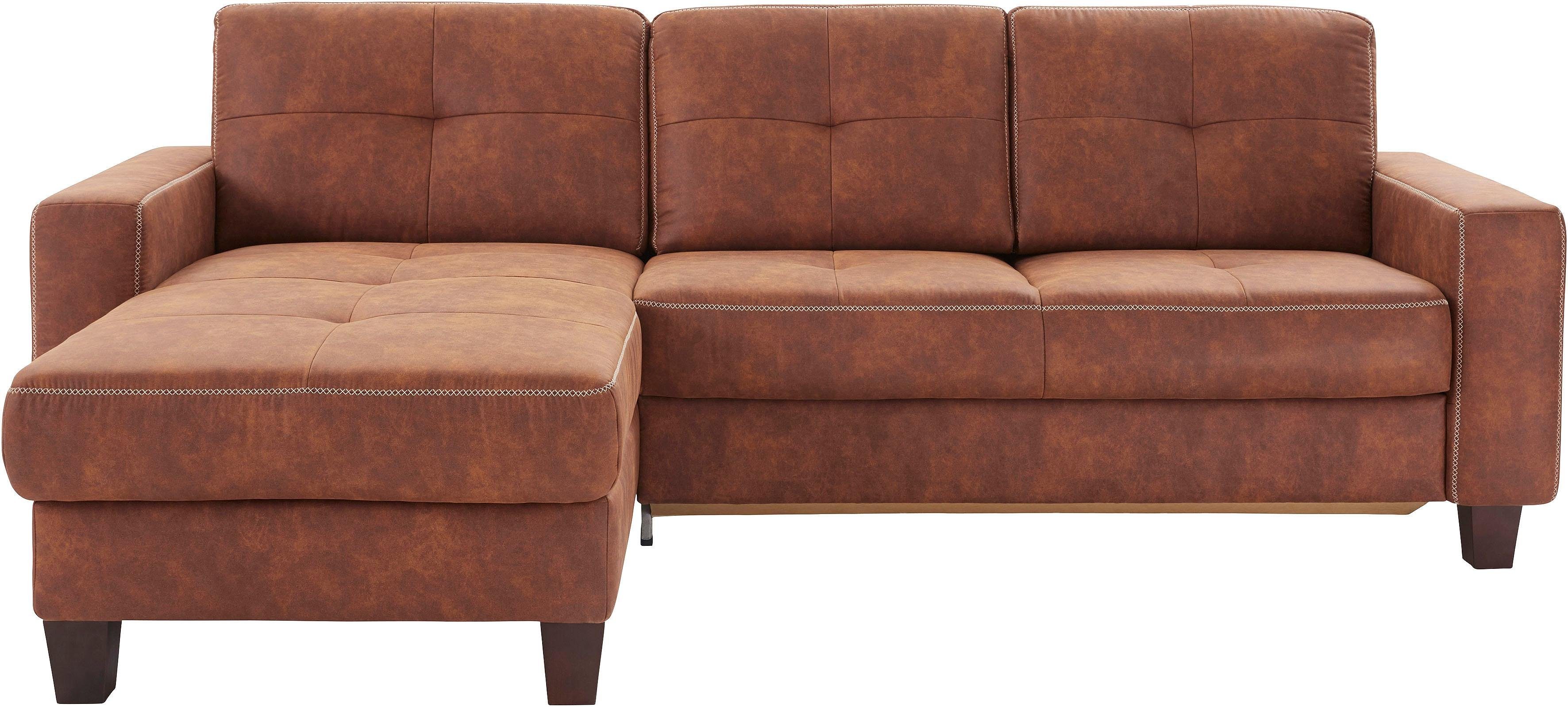 Places of Style Hoekbank Varese L-vorm Kruisnaad in beige