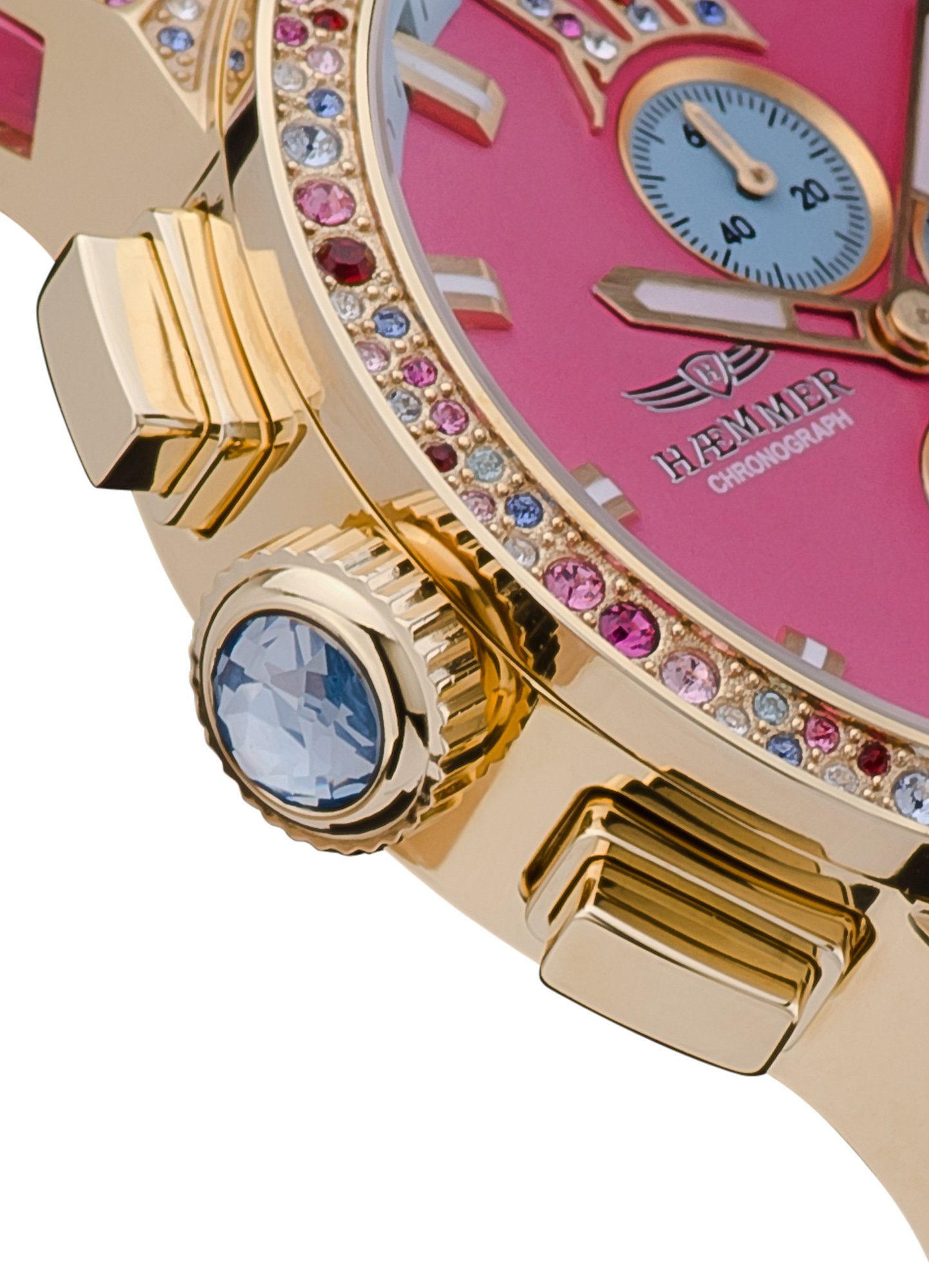 HAEMMER GERMANY Chronograaf EMINENT Quartzhorloge, dameshorloge, datum, stopwatchfunctie, saffierglas, leren band