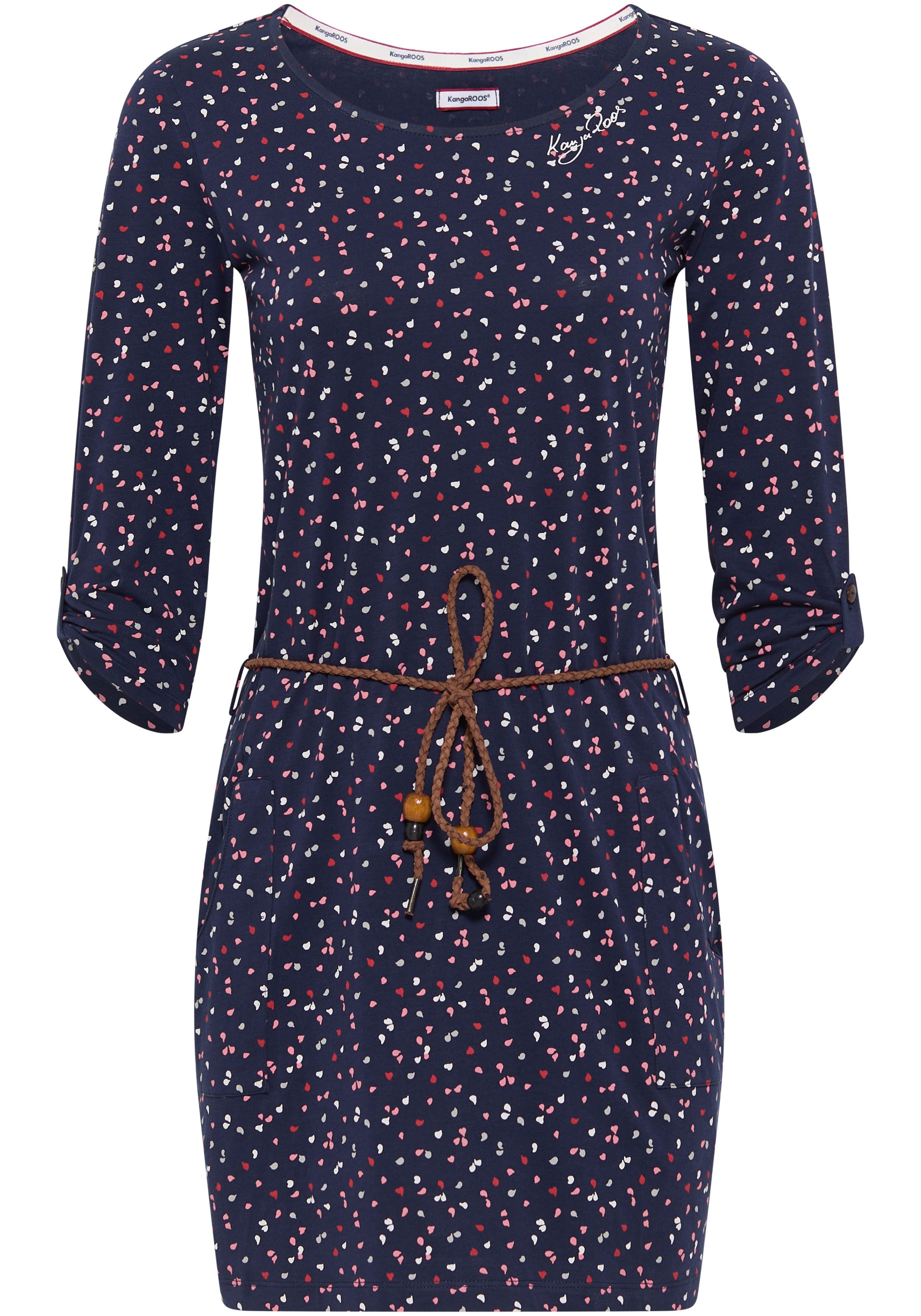 KangaROOS Jerseyjurk Mini-lengte 3 4-mouwen van zachte katoen (set Met een afneembare riem)