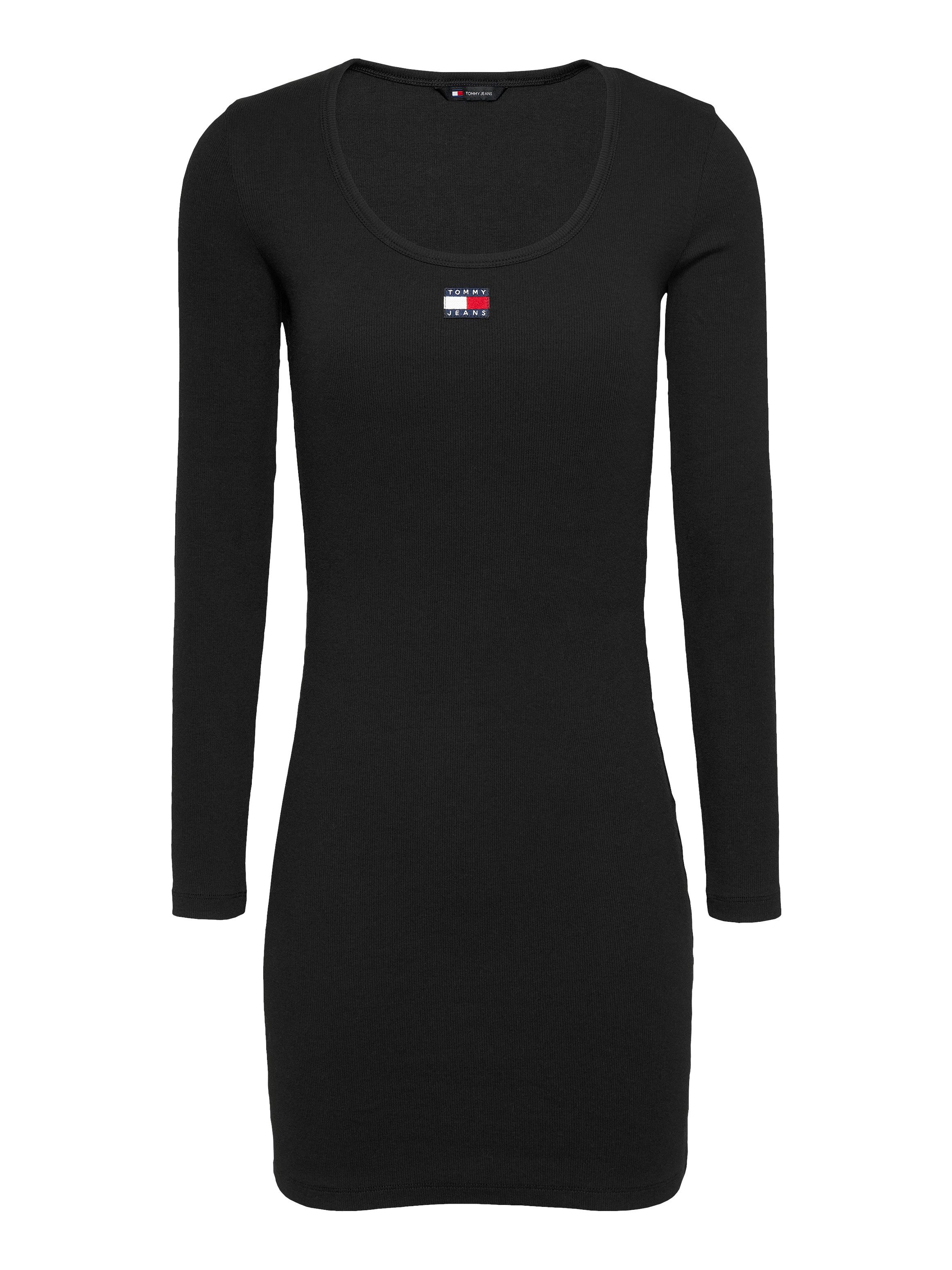 Tommy Jeans Curve Jerseyjurk TJW BADGE RIB BODYCON DRESS EXT in grote maten ribstof bodycon