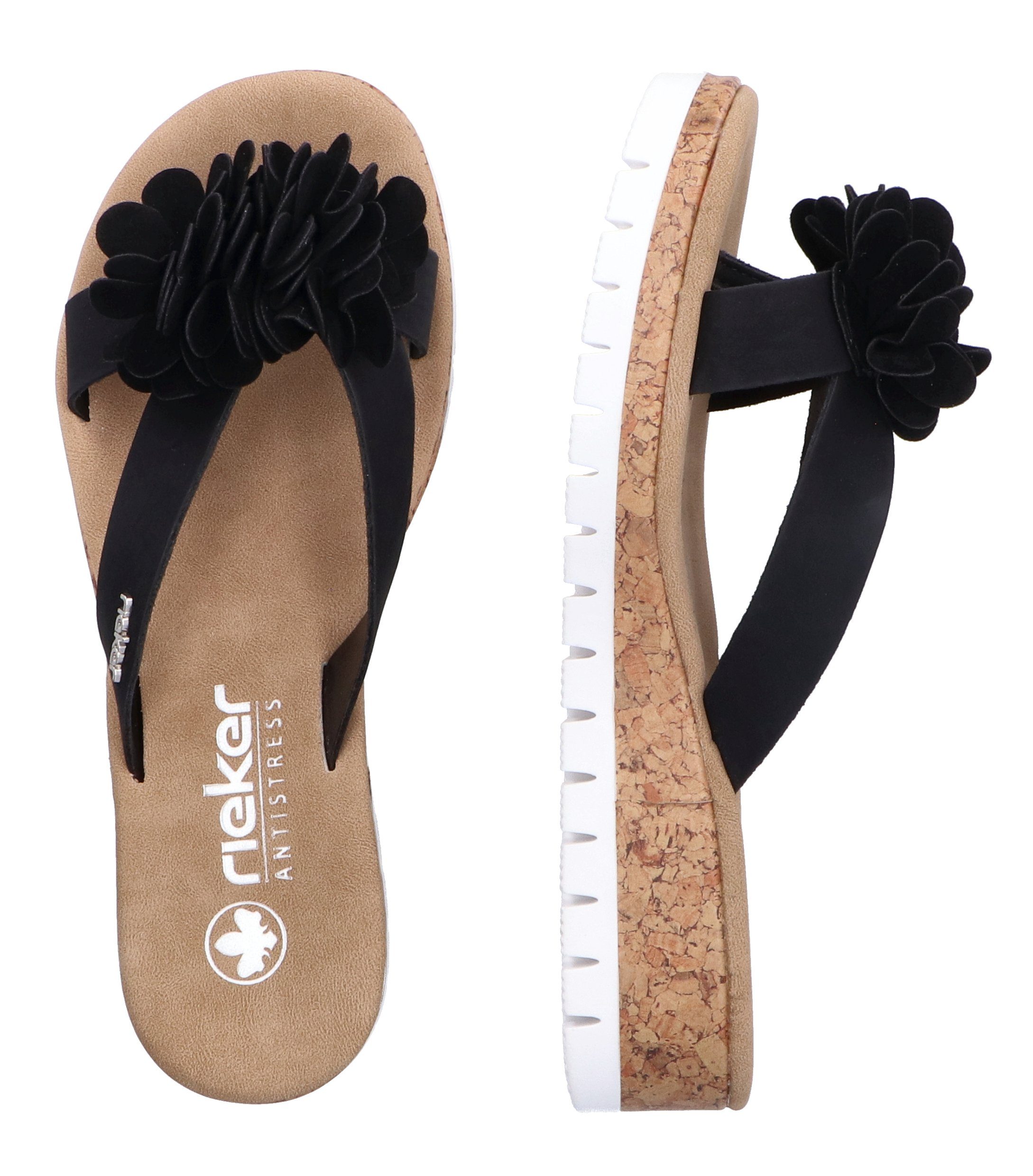 Rieker Slippers sleehak, zomerschoen, slippers met sleehak in kurk-look