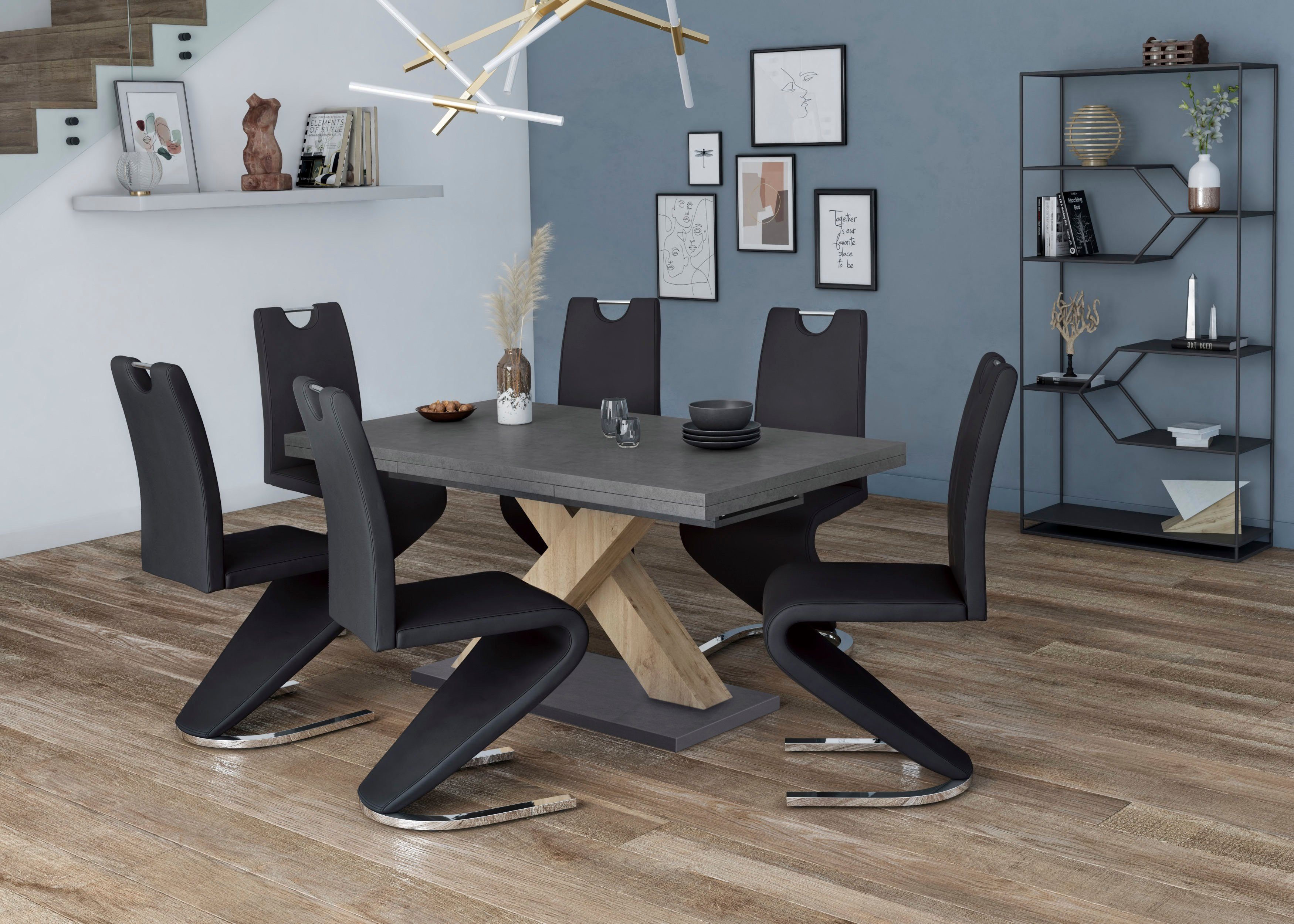 Homexperts Eetkamerstoel Zora 02 Bekleding in imitatieleer, rugleuning met handgreep voor eenvoudig terugtrekken (set, 2 stuks)