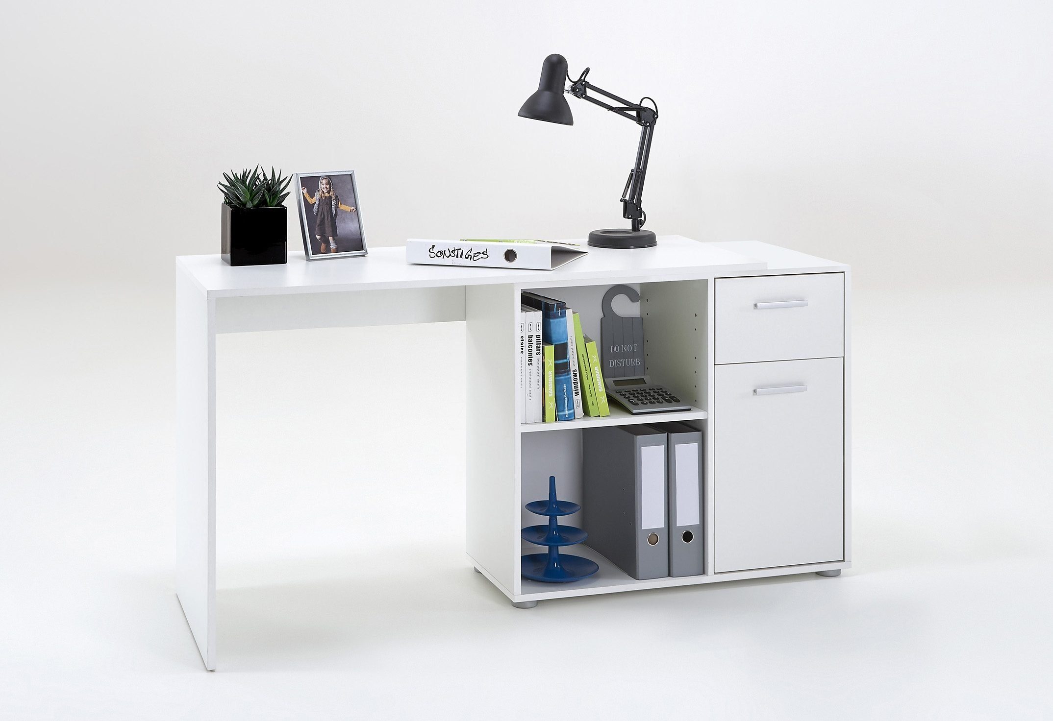 FMD Hoekbureau AUGSBURG Bureau/sideboard met opbergruimte, aan beide zijden te monteren, 117/148 cm