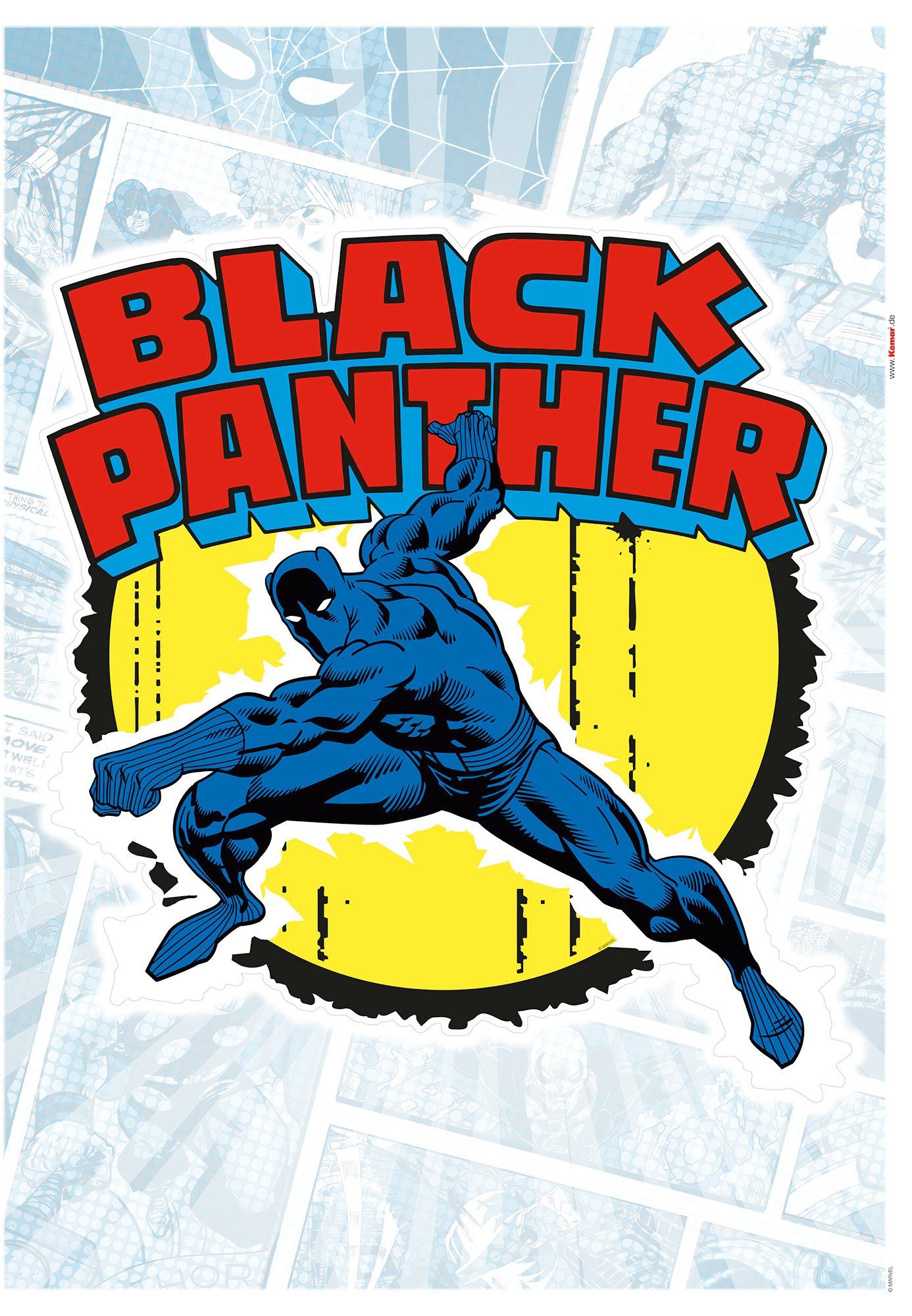 komar wandfolie black panther comic classic 50x70 cm (breedte x hoogte), zelfklevende wandtattoo (1 stuk) multicolor