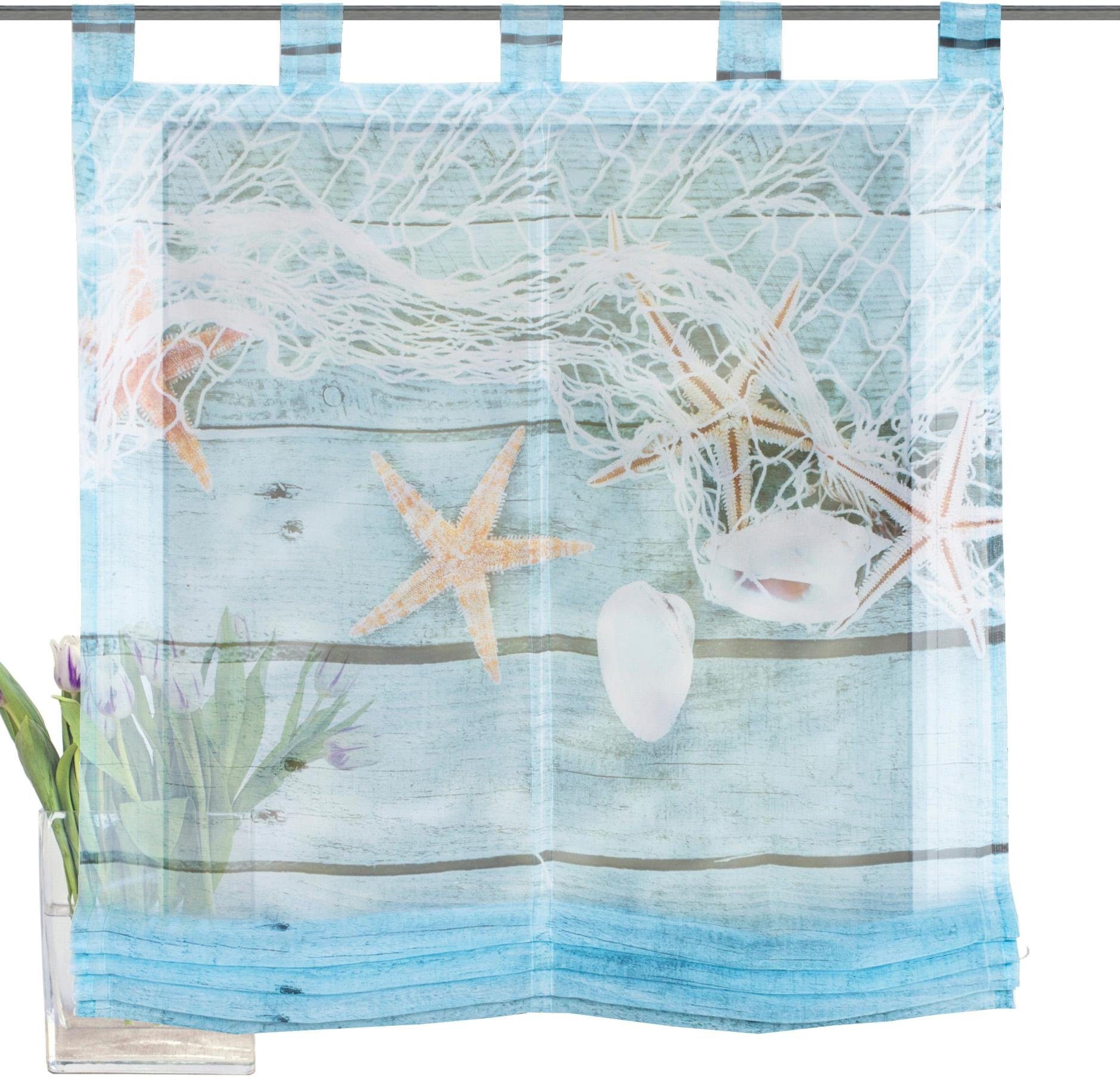 HOME WOHNIDEEN Romeins rolgordijn Maritiem (1 stuk) vouwgordijnen & jaloezieën maat 120 cm x 140 cm blauw