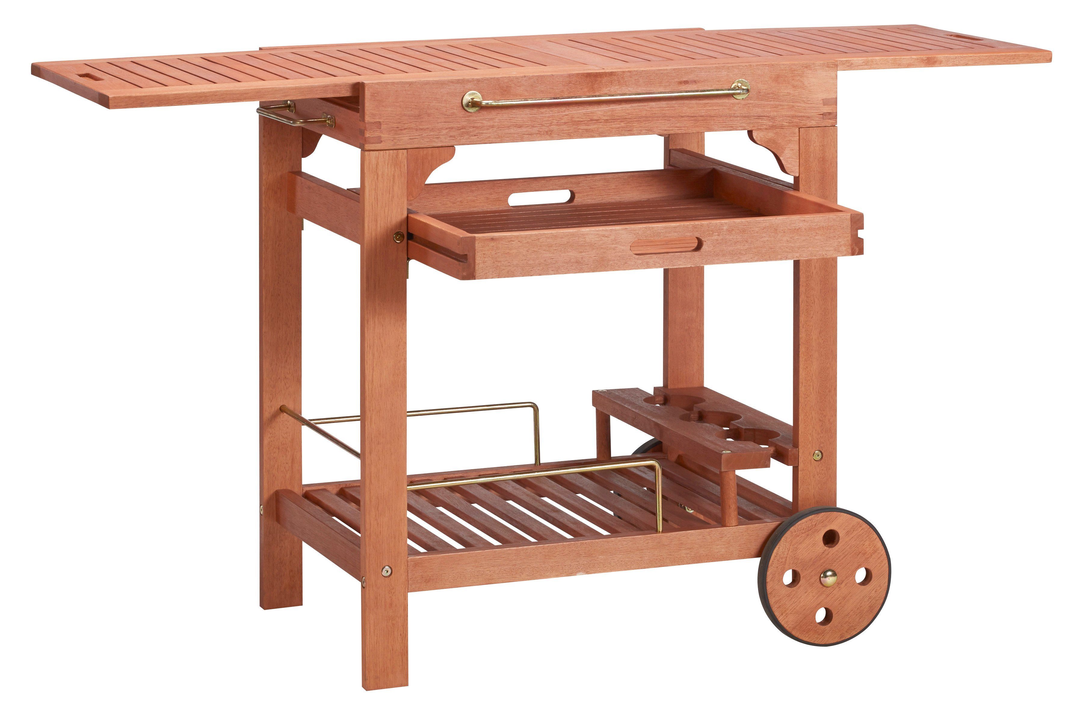 MERXX Serveerwagen Multifunctie Eucalyptushout, 70-140 x 50 cm, uitschuifbaar