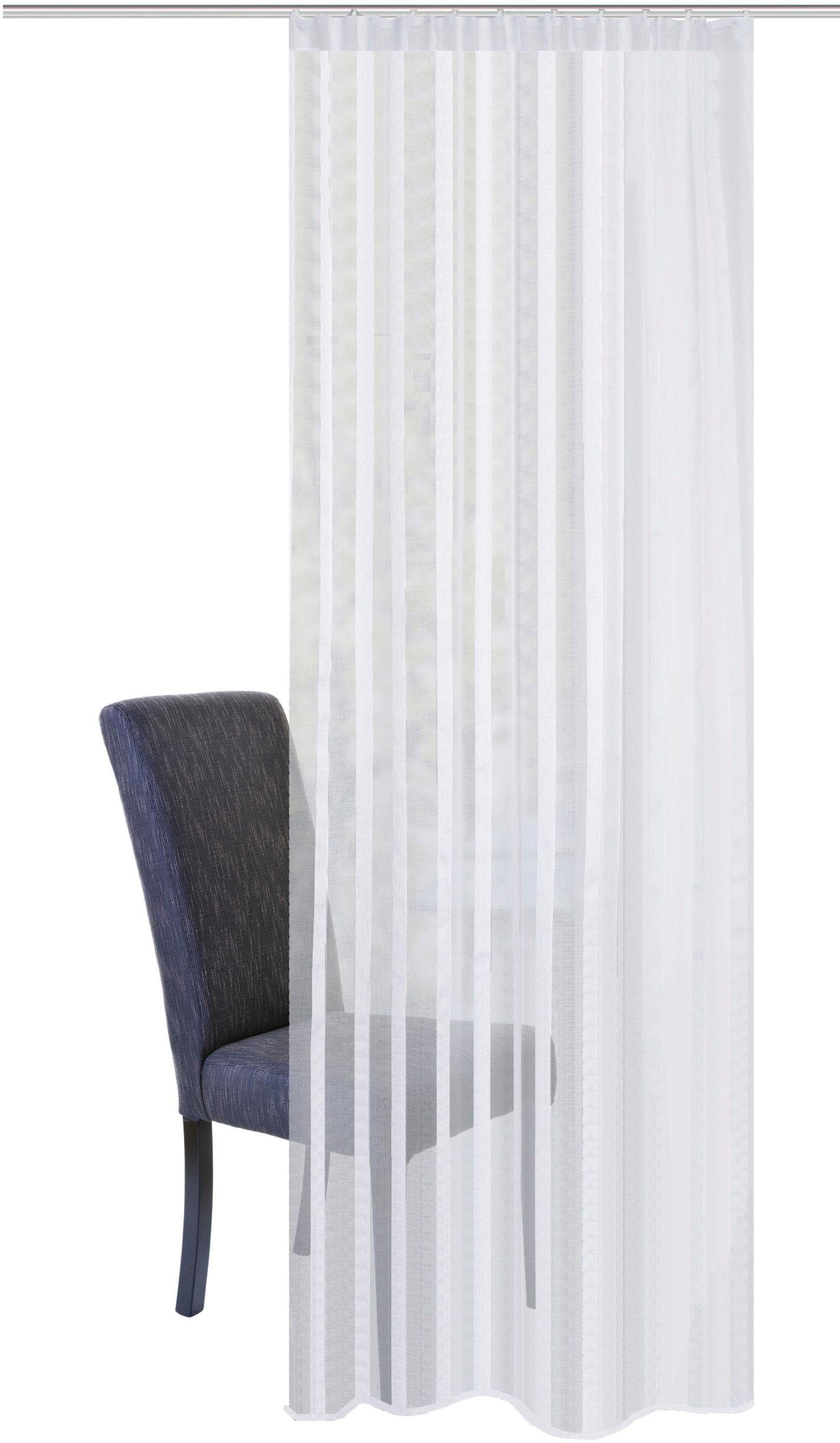 HOME WOHNIDEEN Gordijn Eike Hxb: 245x140, gordijn met combi-band verticale strepen (1 stuk)