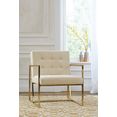 guido maria kretschmer homeliving fauteuil silwai met mooi metalen frame en fluweelbekleding, zithoogte 44 cm beige