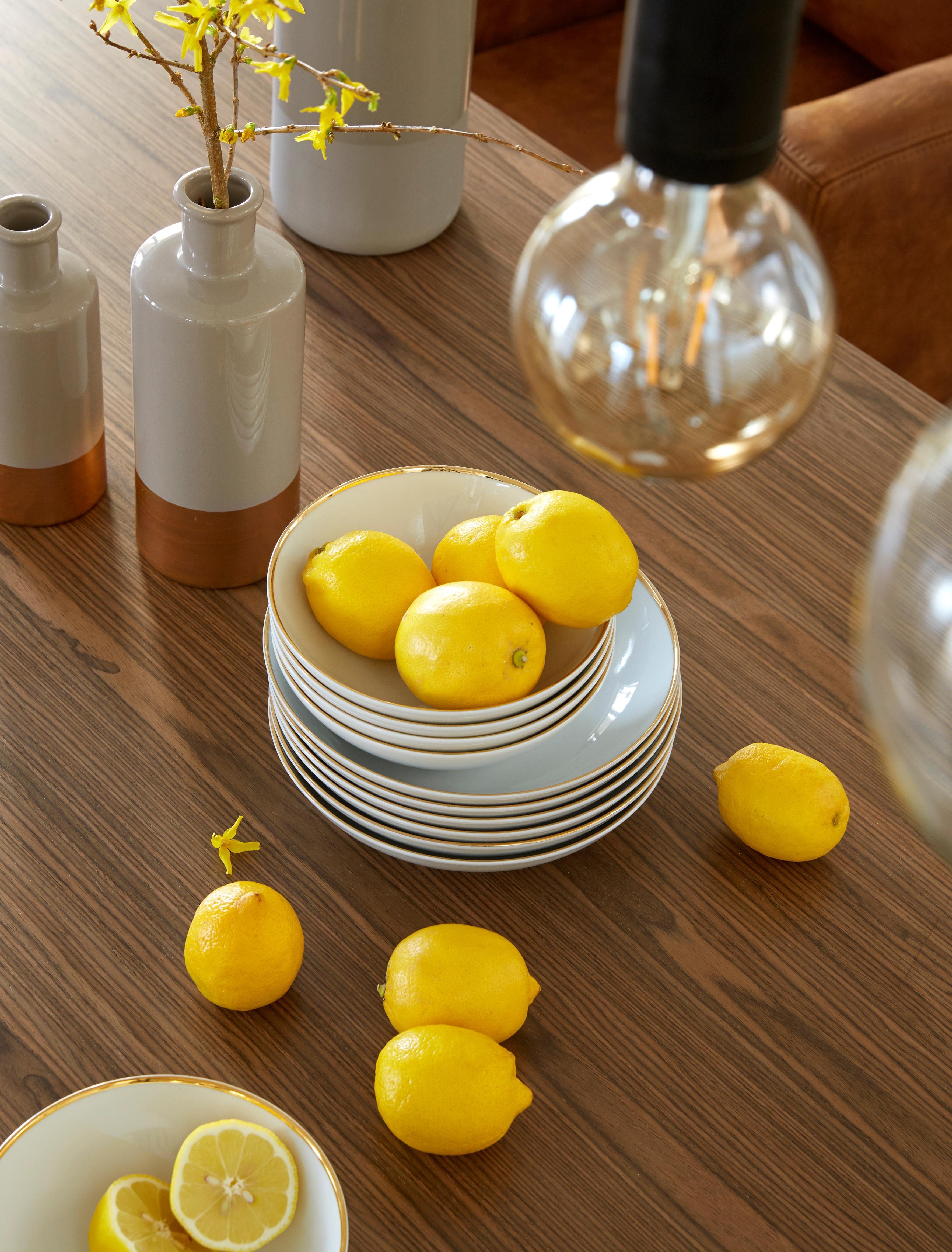 Guido Maria Kretschmer Home&Living Eetservies GMK bordenset, servies-set Godi Servies, handgeschilderde rand, 12 delen, voor 6 personen (set, 12-delig)