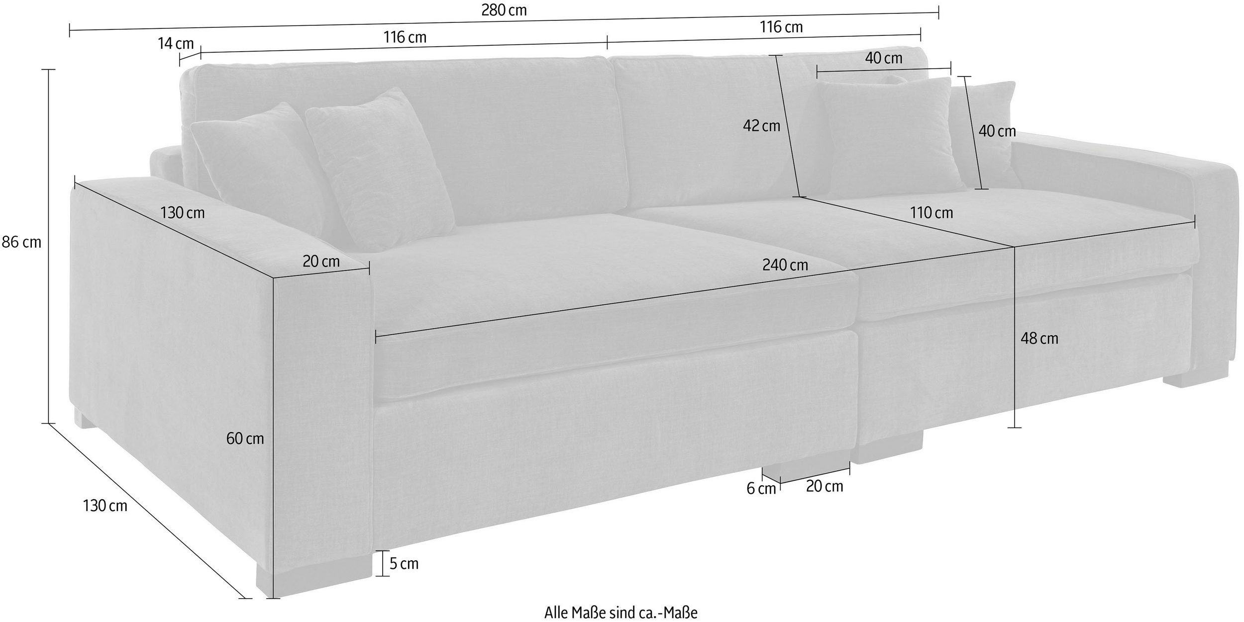 Guido Maria Kretschmer Home&Living 3-zitsbank Skara XXL Loungebank XXL met binnenveringsinterieur, in vele overtrekkwaliteiten