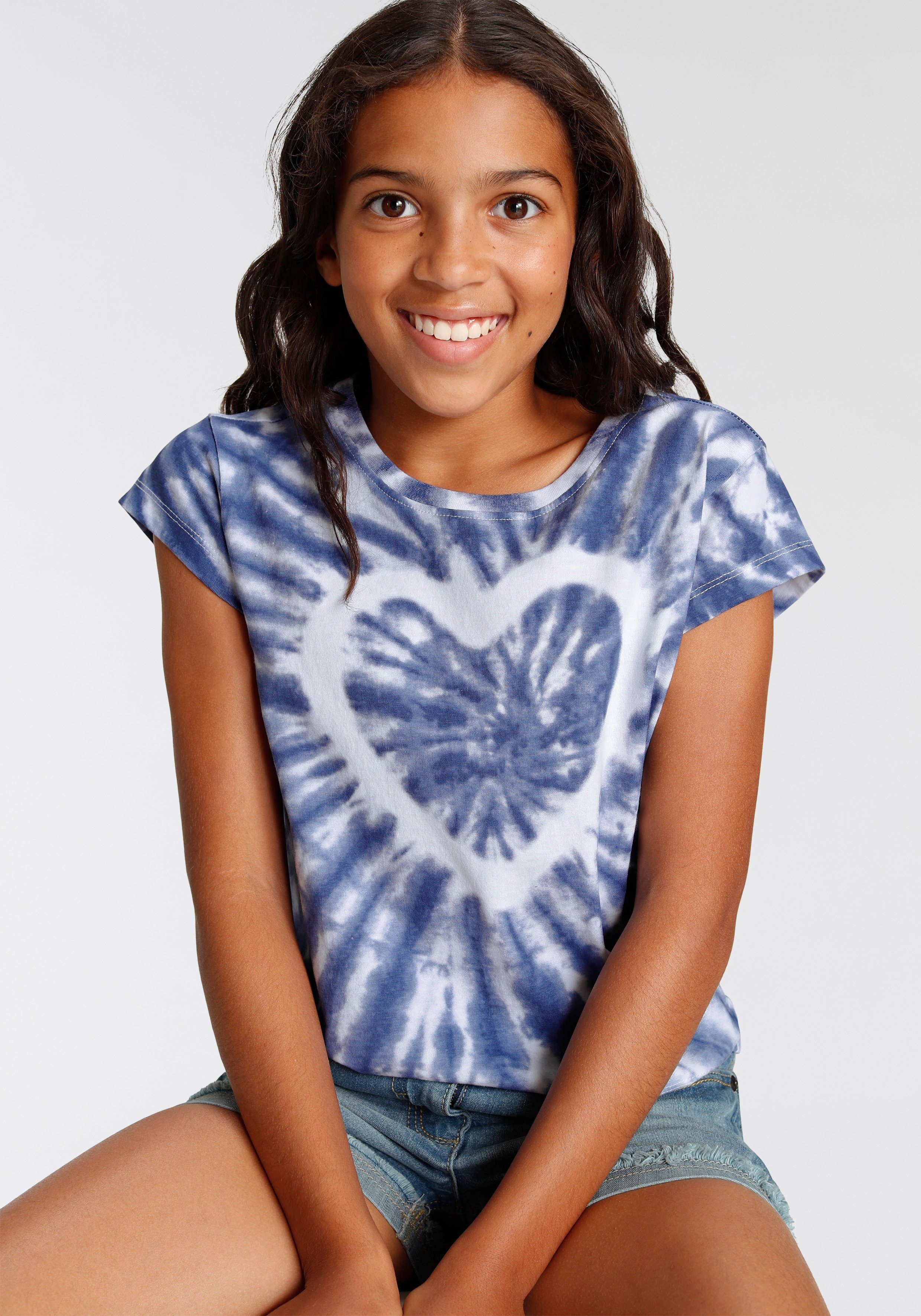 KIDSWORLD T-shirt Hart batik Korte mouwen, rechte pasvorm, veelzijdig gemusterd