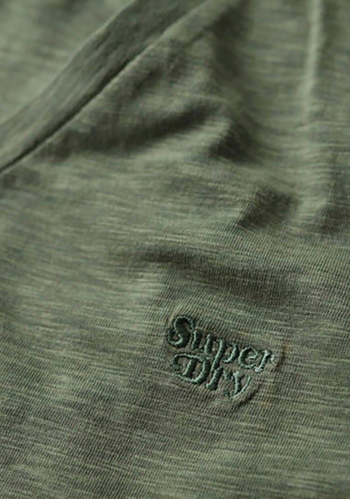 Superdry Shirt met V-hals STUDIOS SLUB EMB VEE TEE gestructureerd t-shirt met v-hals en borduursel