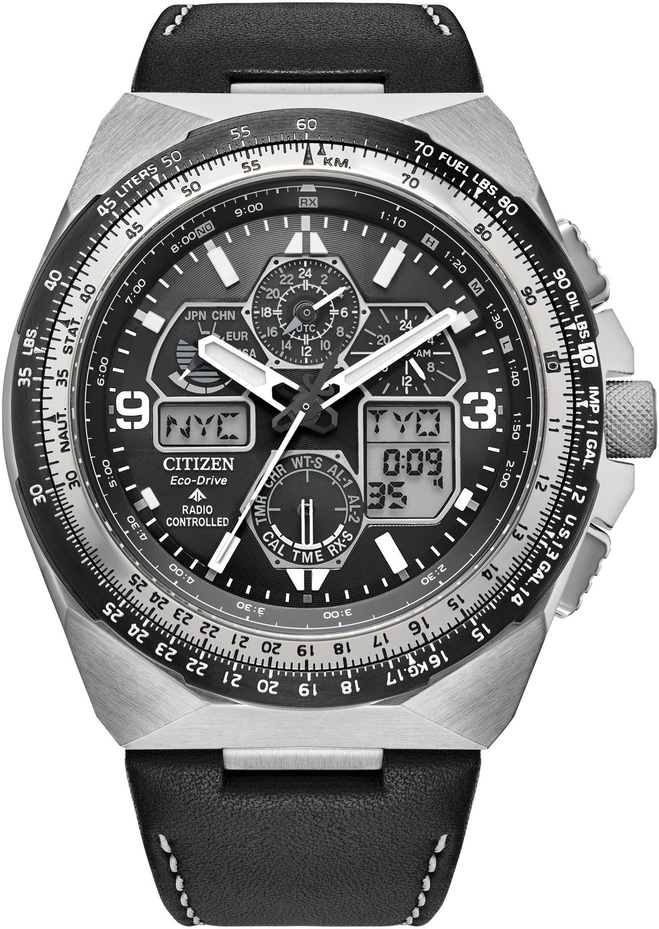 Citizen Radiografische chronograaf Promaster Skyhawk Polshorloge, herenhorloge, solar, leren band, saffierglas, datum