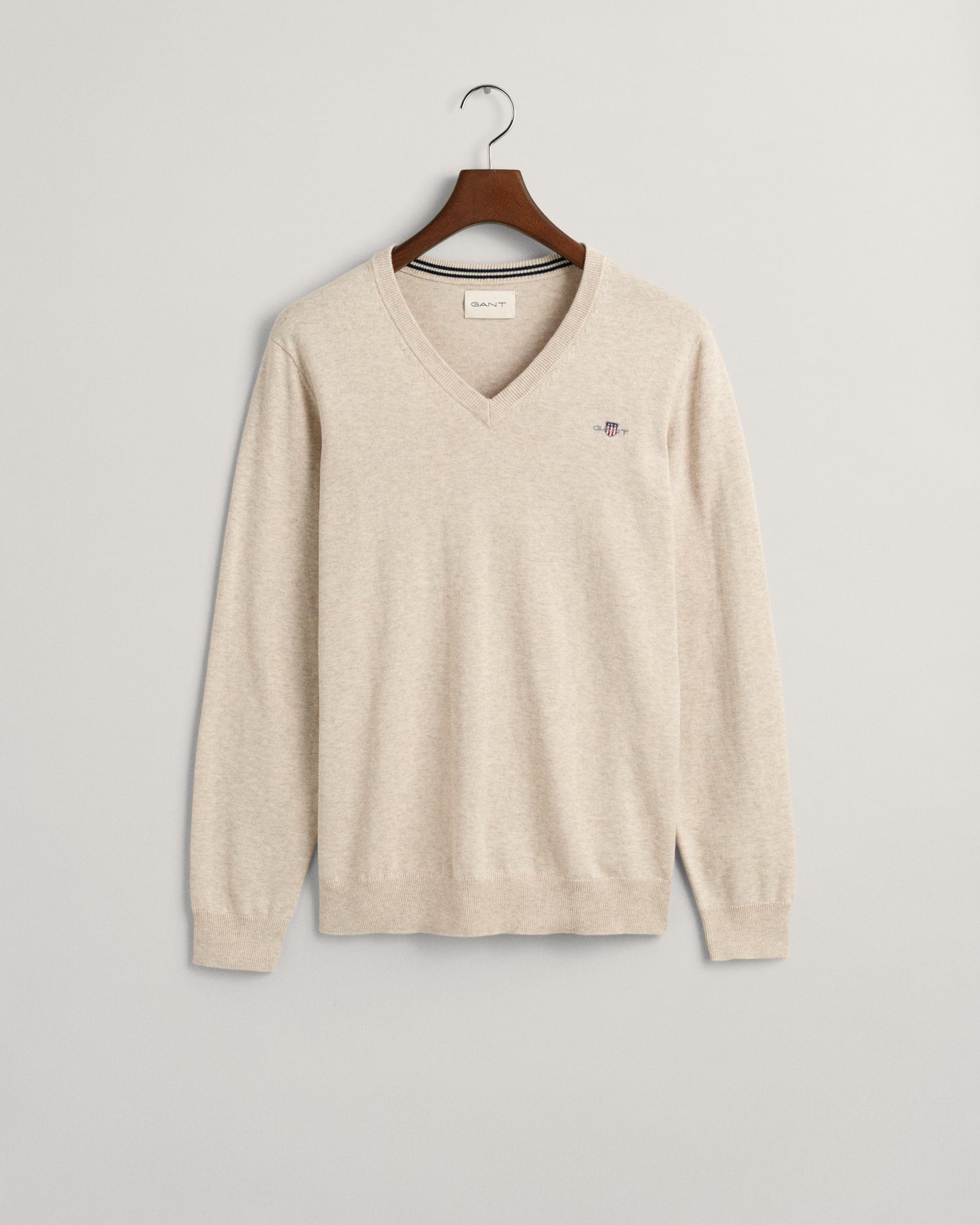 Gant Trui met V-hals CLASSIC COTTON V-NECK Premium brei jersey van zacht 100% katoen overgangs trui